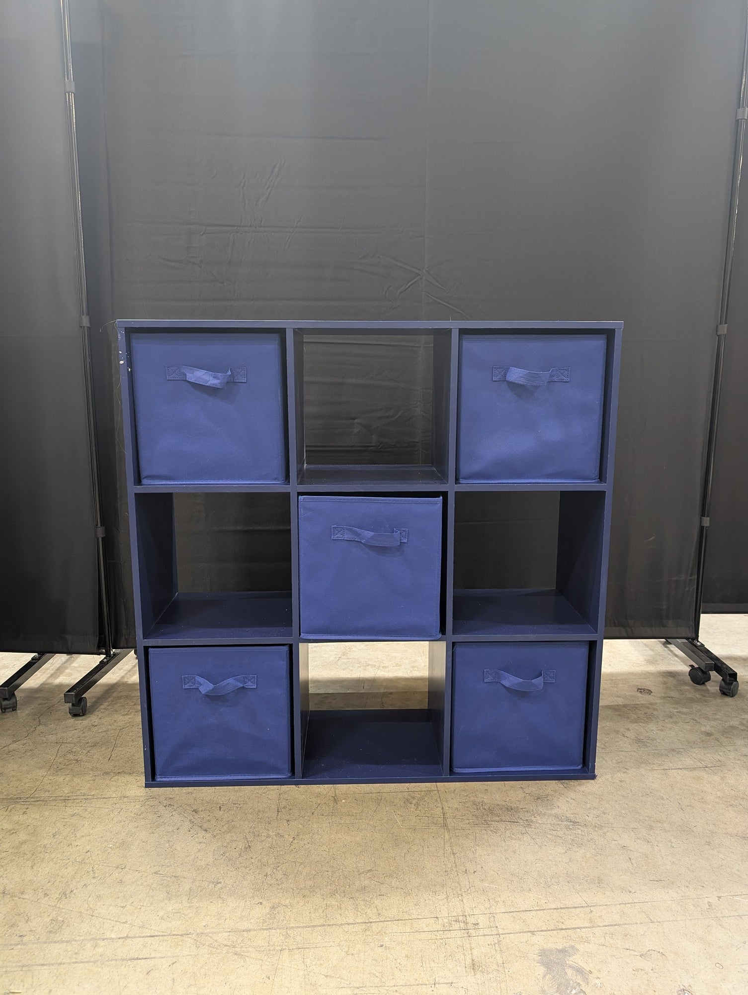 Navy Blue 9-Cube Storage Organizer Shelf with Fabric Bins
