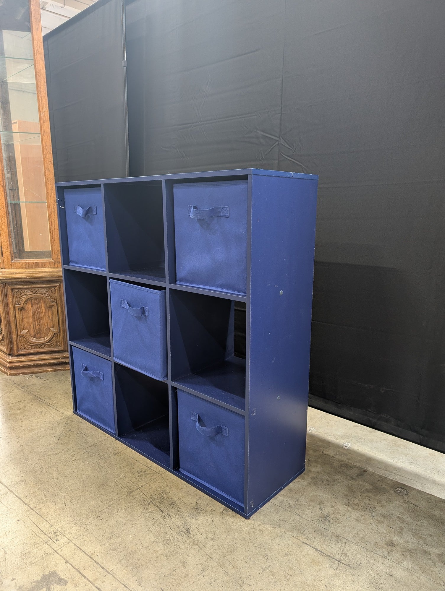 Navy Blue 9-Cube Storage Organizer Shelf with Fabric Bins