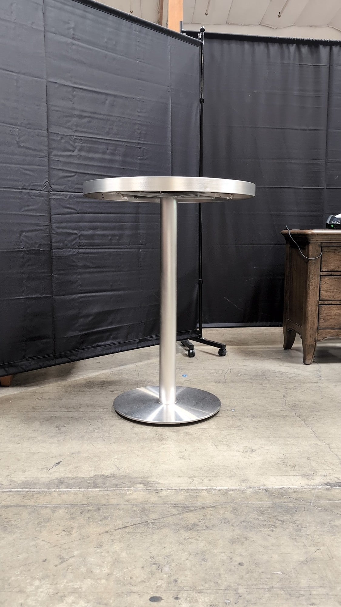 Contemporary Brushed Metal Pedestal Table