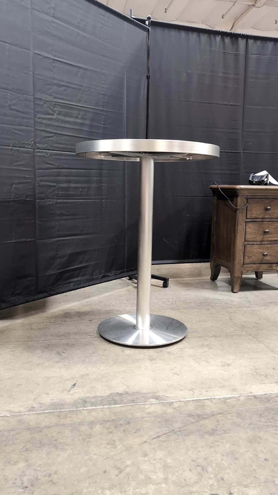 Contemporary Brushed Metal Pedestal Table