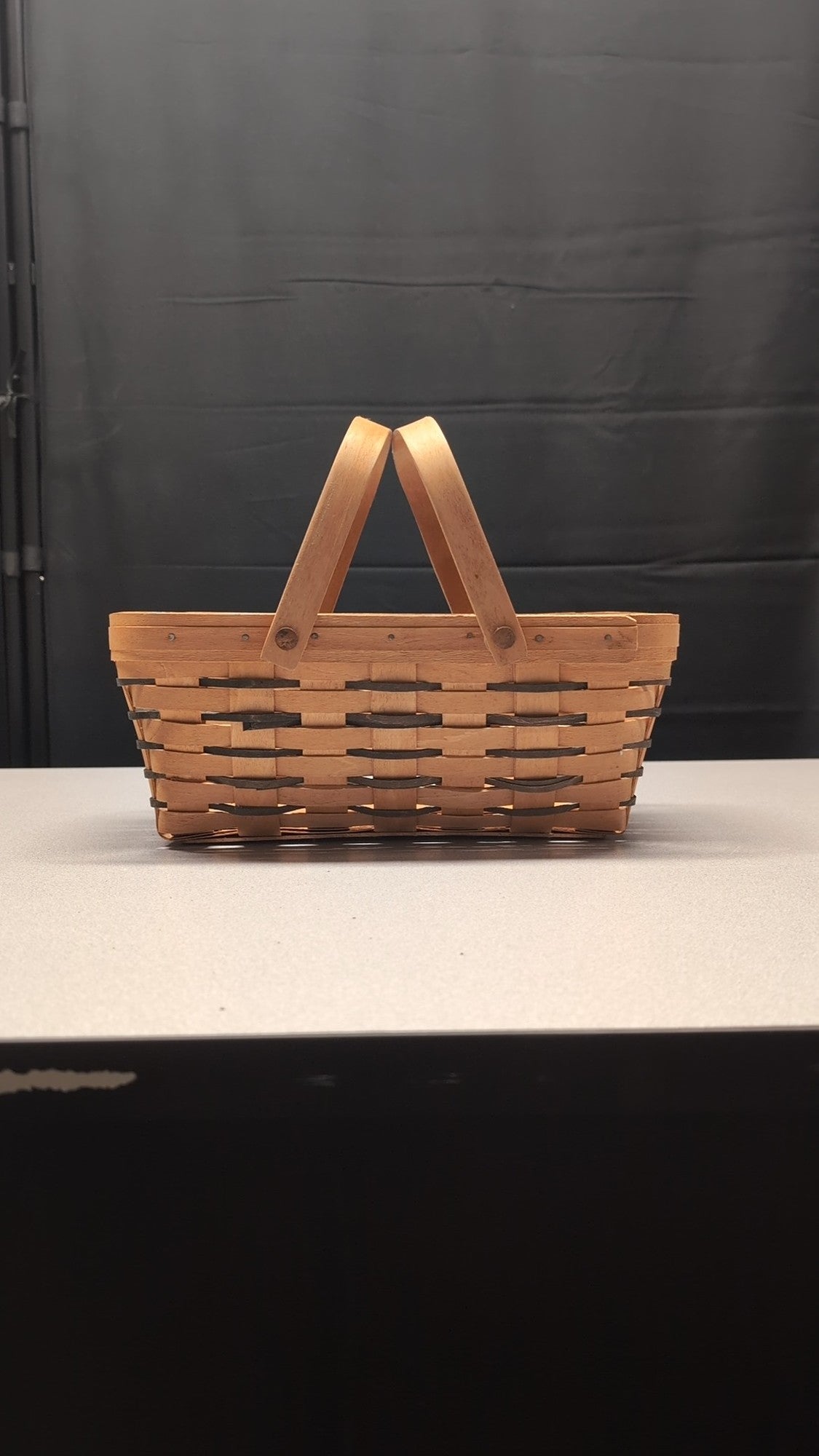 Longaberger 1994 Woven Wood Gathering Basket with Dual Swing Handles
