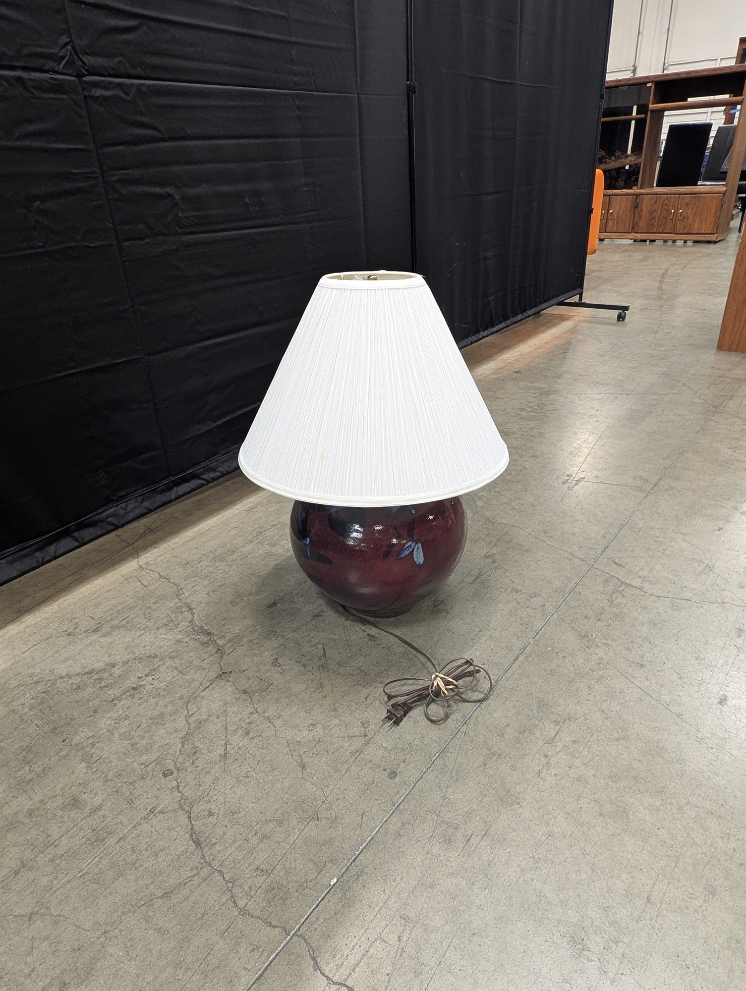 Artisan Glazed Ceramic Table Lamp with Floral Design