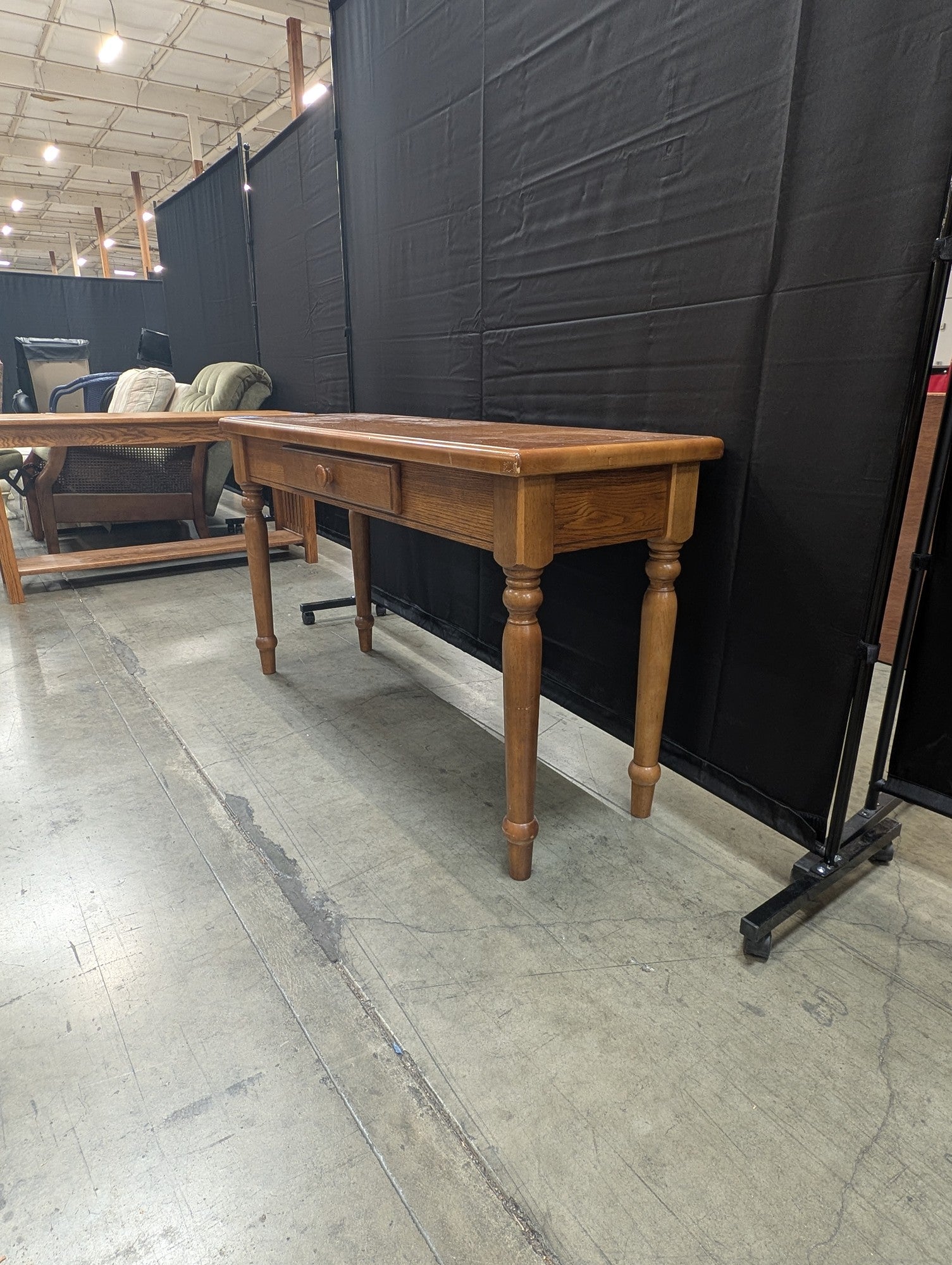 Rustic Wood Console Table with Single Drawer