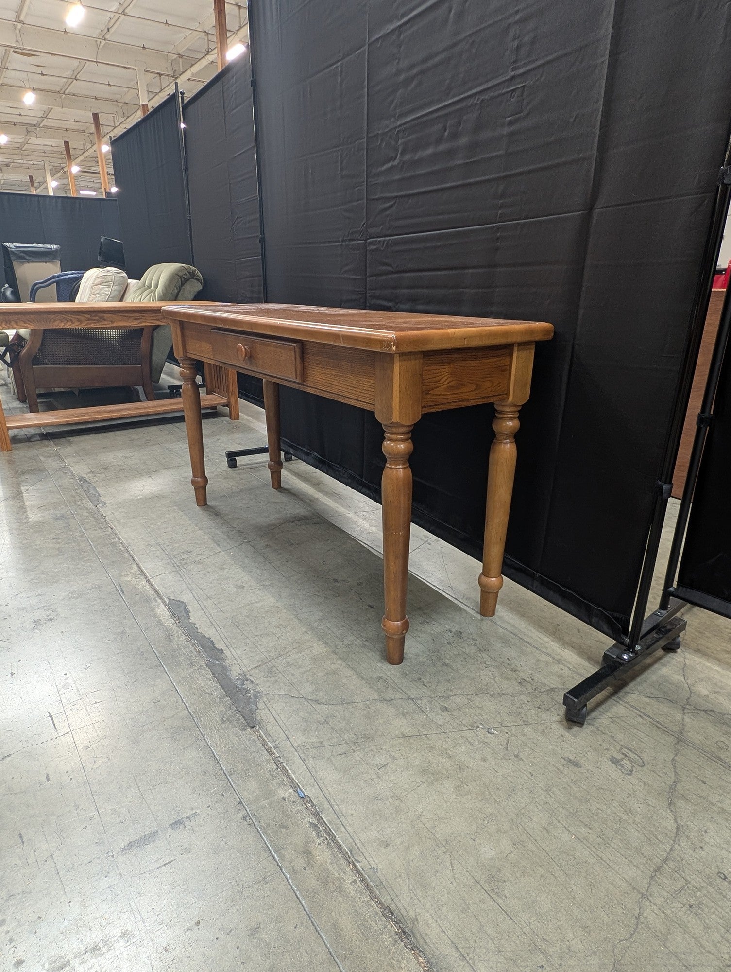 Rustic Wood Console Table with Single Drawer