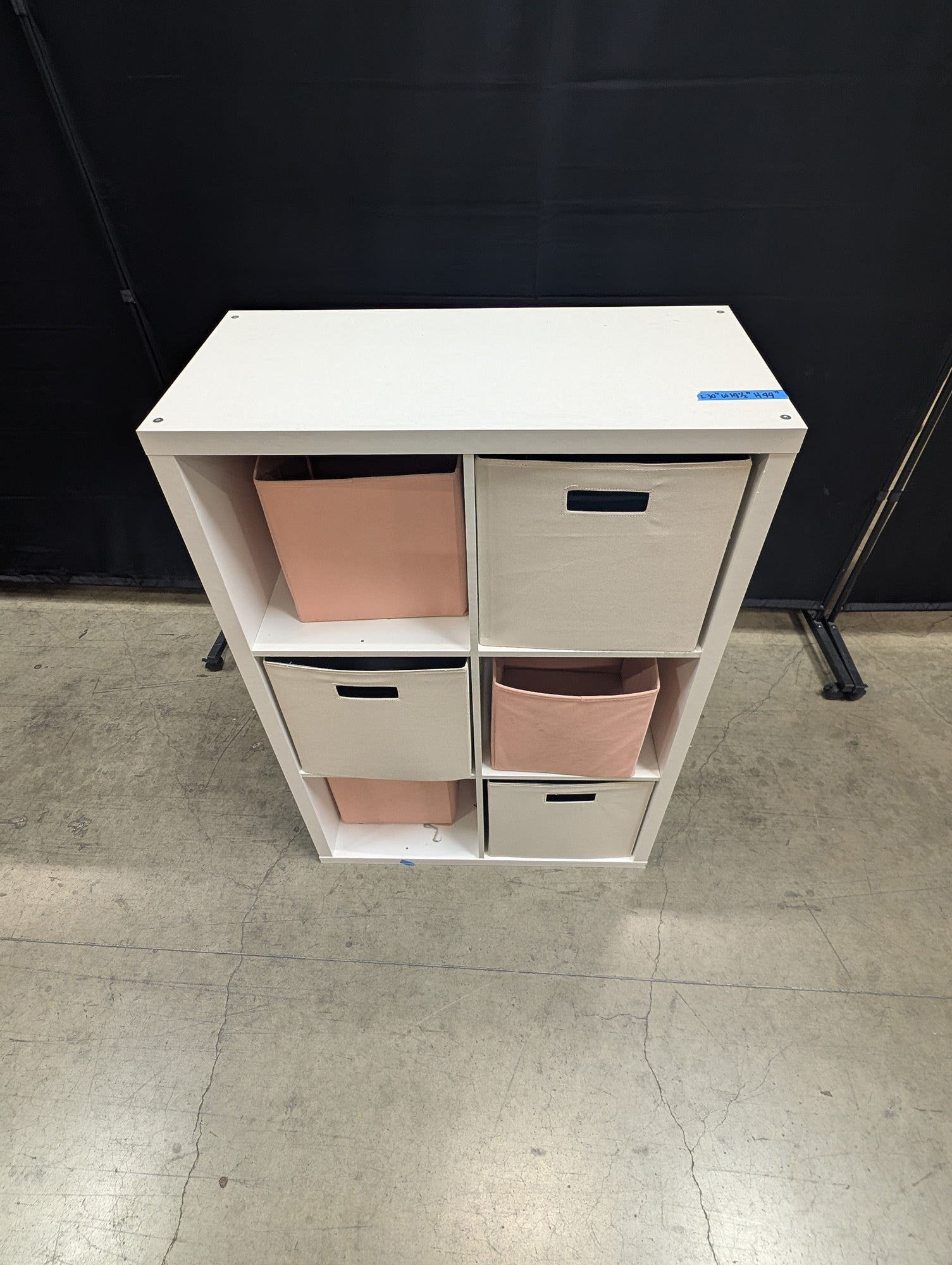 White Six-Cube Storage Organizer with Fabric Bins