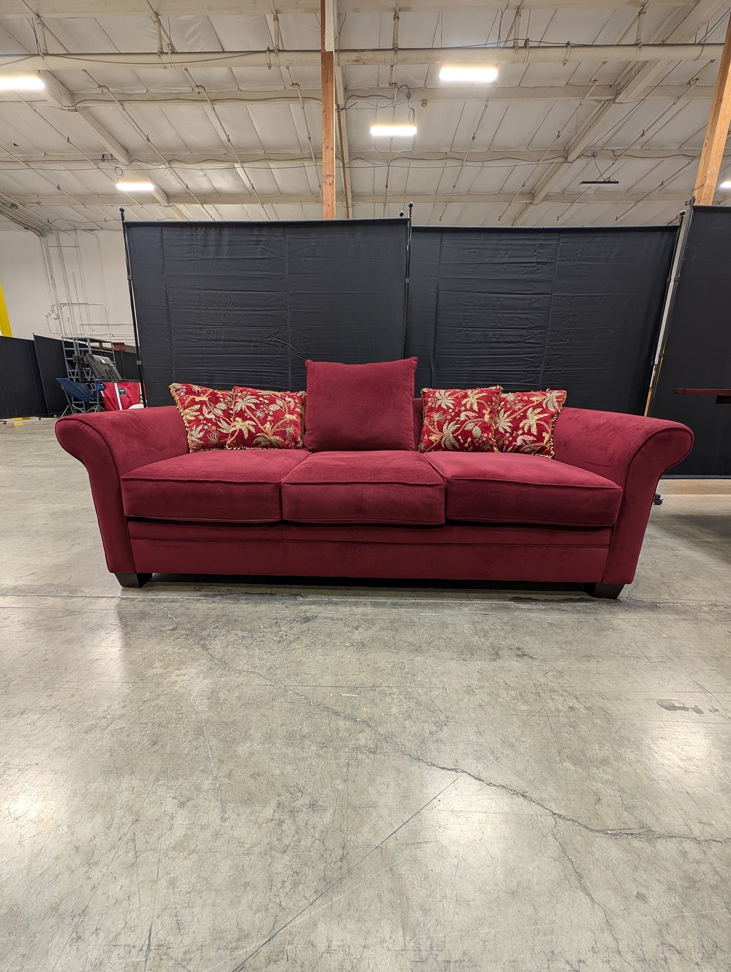 Burgundy Three Seater Sofa