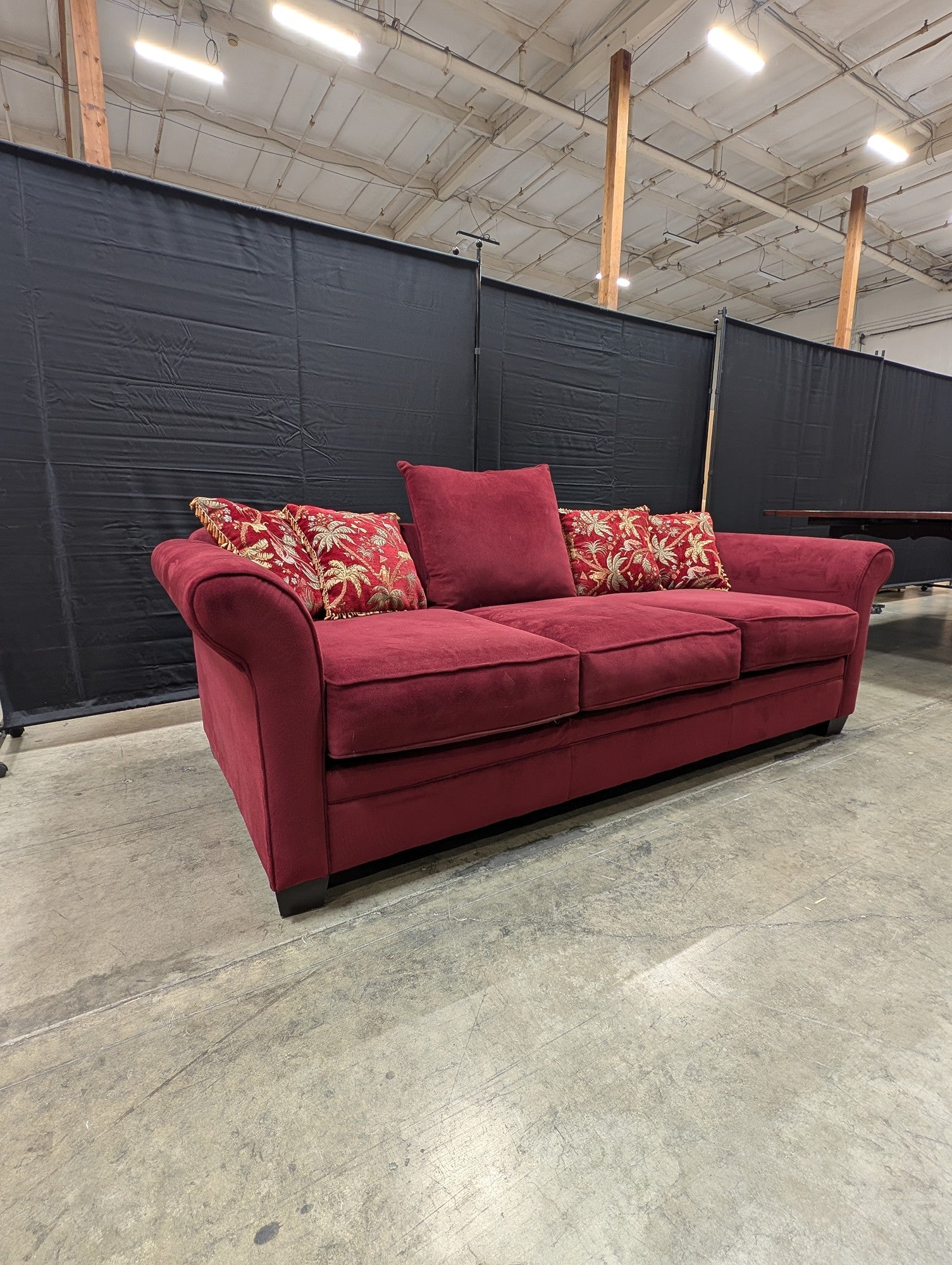 Burgundy Three Seater Sofa