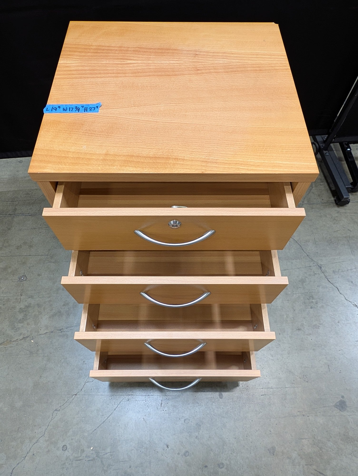 Mobile Light Wood-Tone Four-Drawer Storage Cabinet
