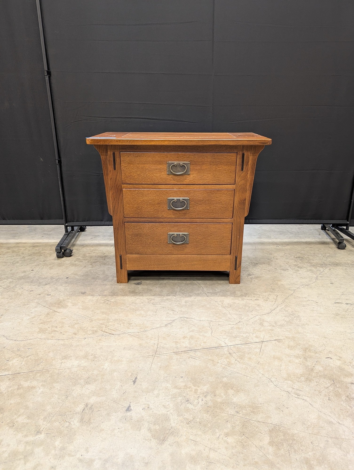 Mission Style Hardwood 3-Drawer Nightstand Side Table