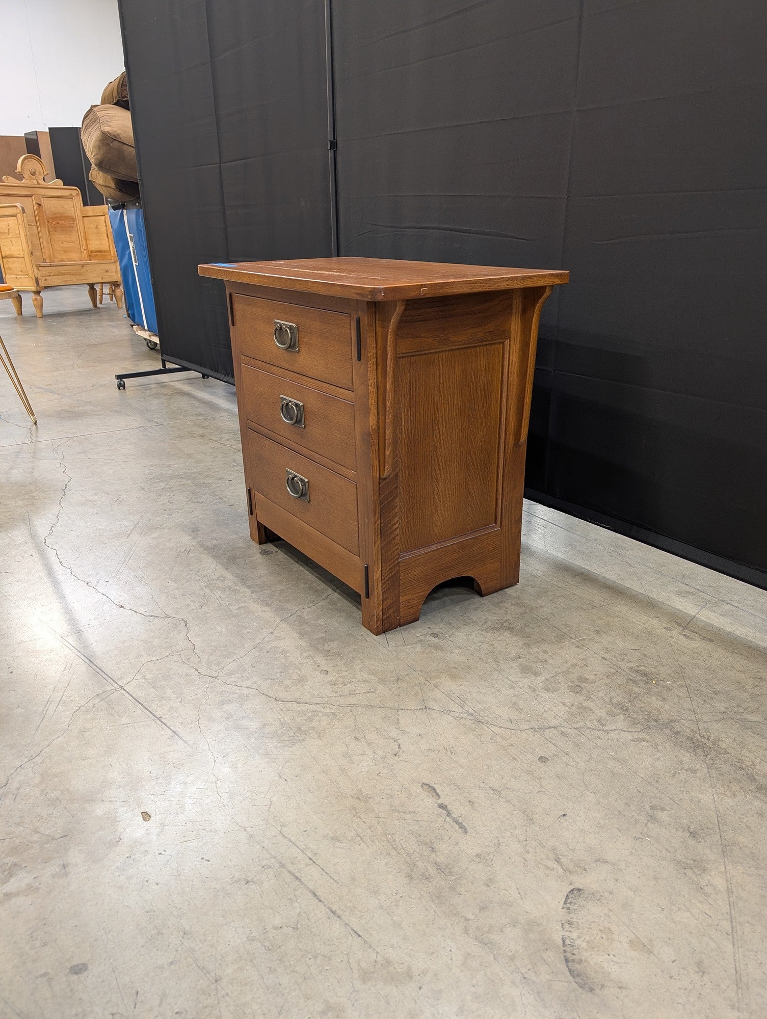 Mission Style Hardwood 3-Drawer Nightstand Side Table