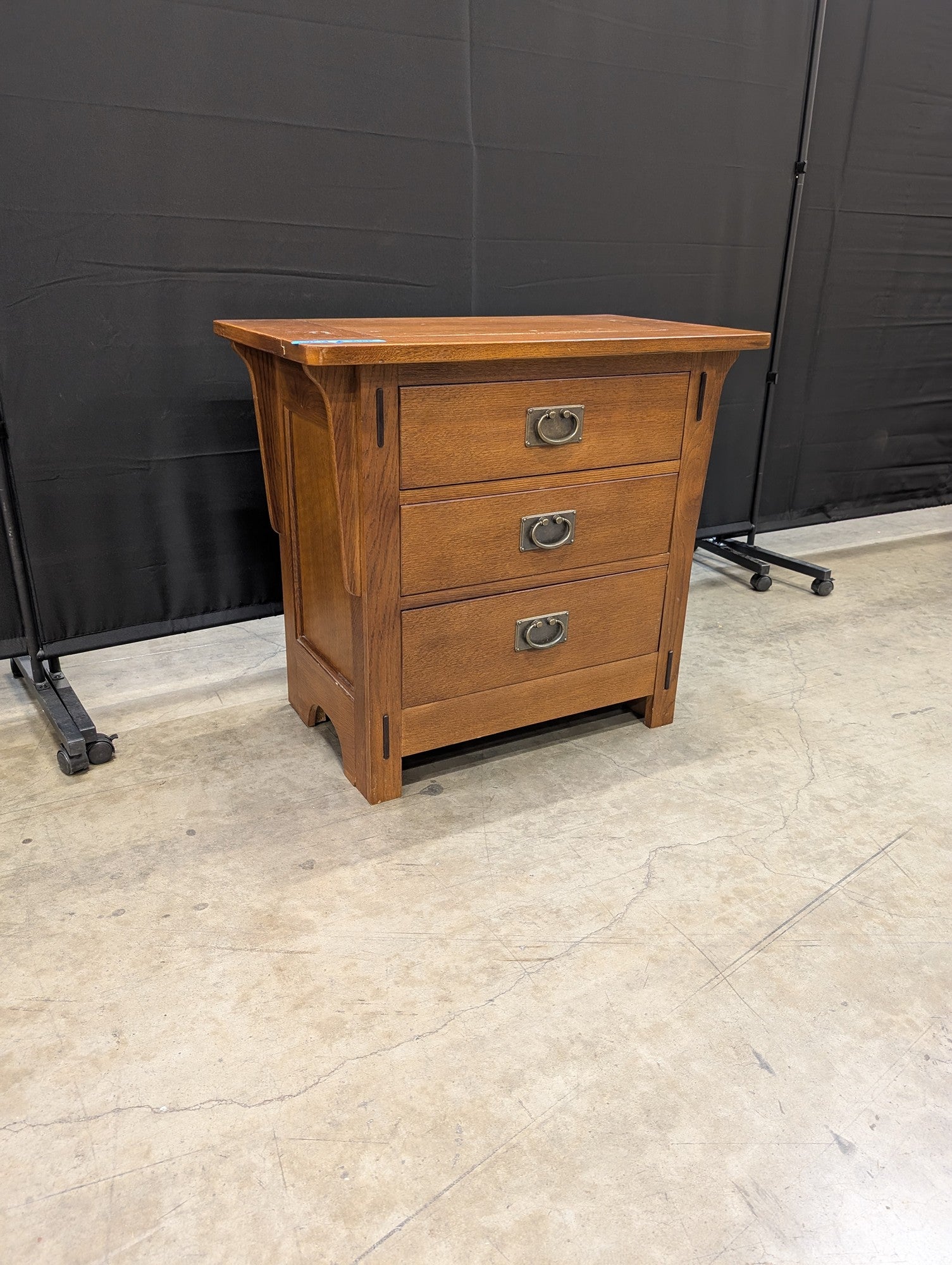 Mission Style Hardwood 3-Drawer Nightstand Side Table