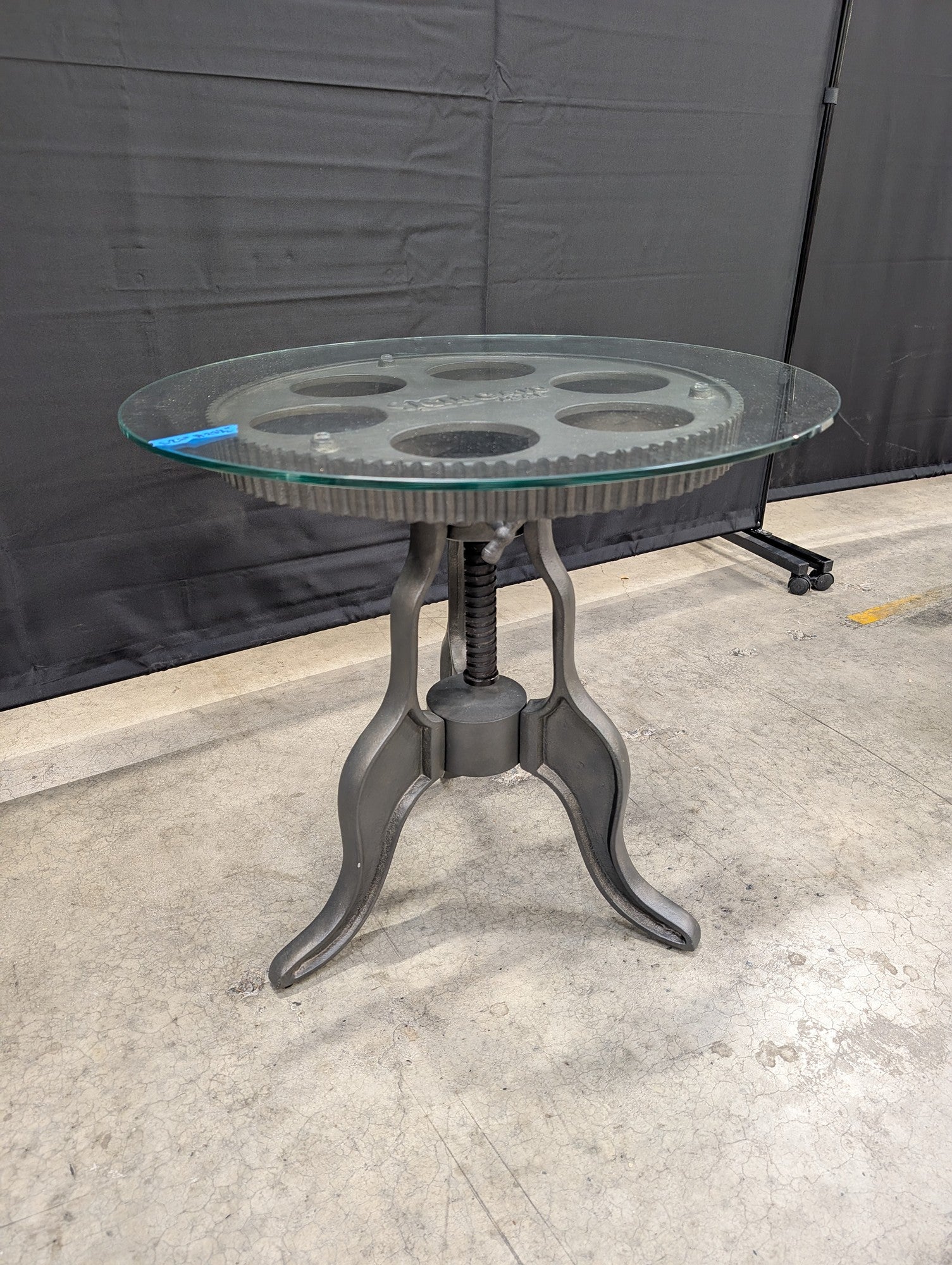 Kincaid 1946 Industrial Crank Adjustable Glass Top Table