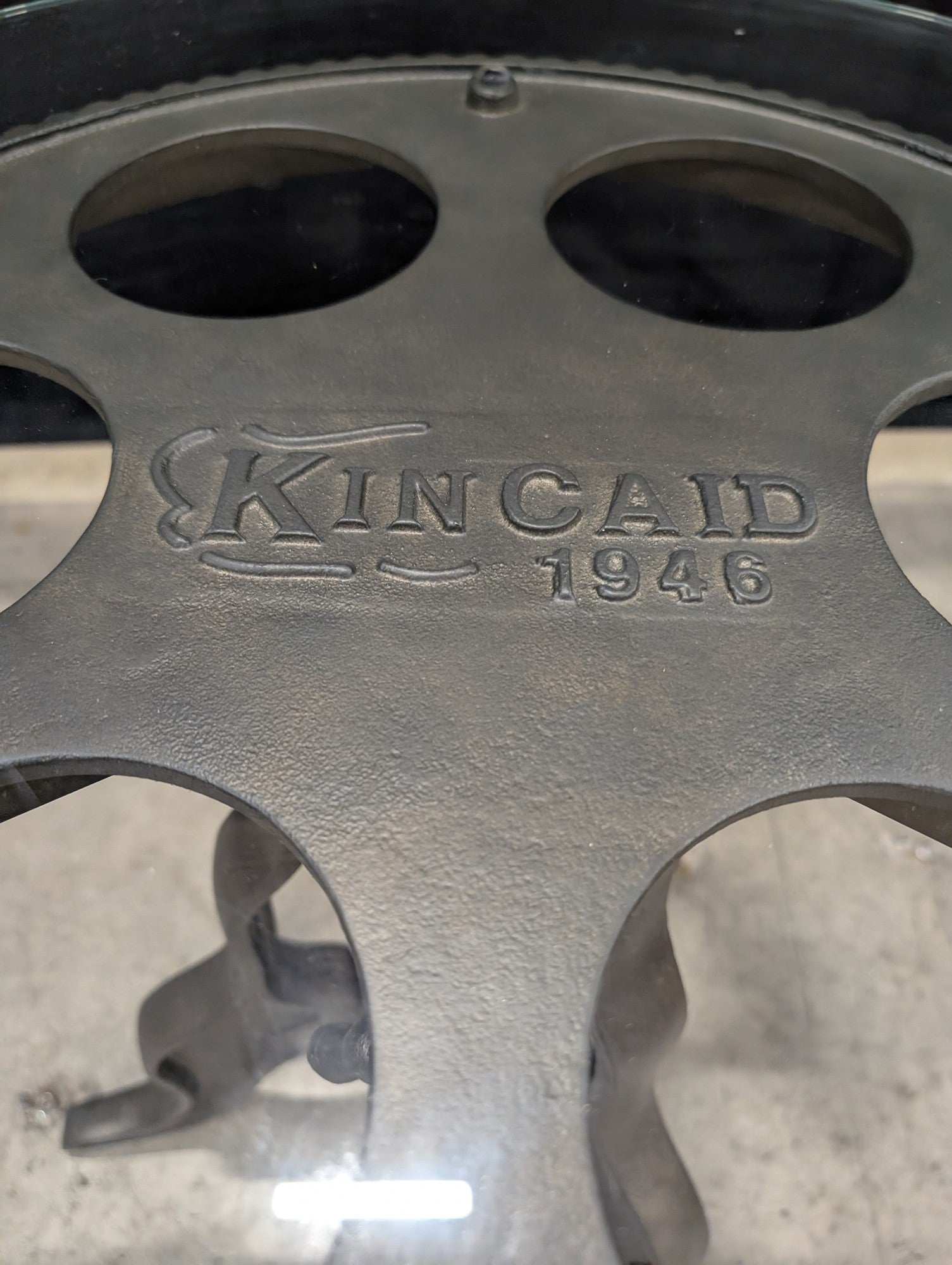 Kincaid 1946 Industrial Crank Adjustable Glass Top Table