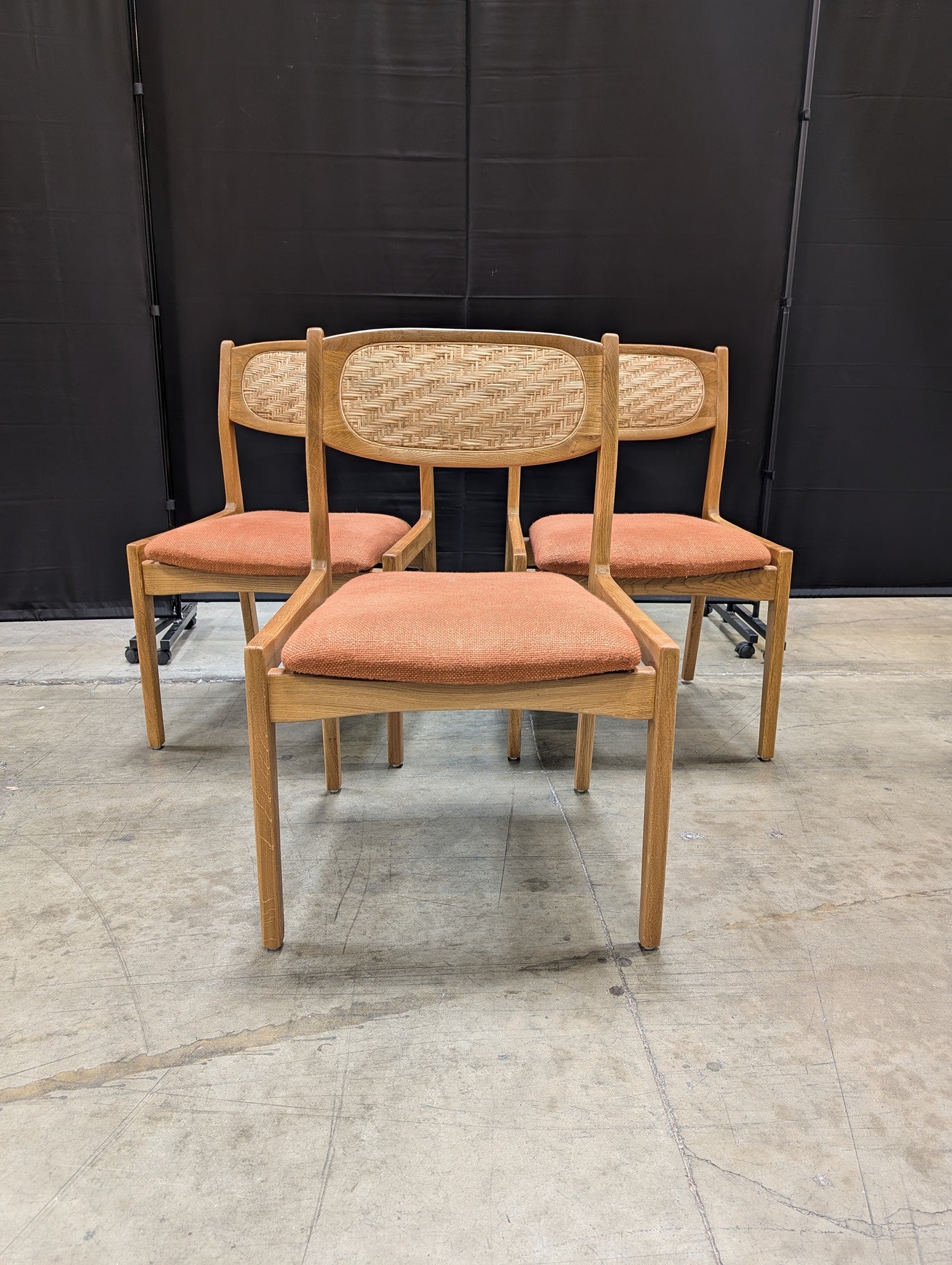 Anthropologie Modern Wood Cane Dining Chairs Set of 3
