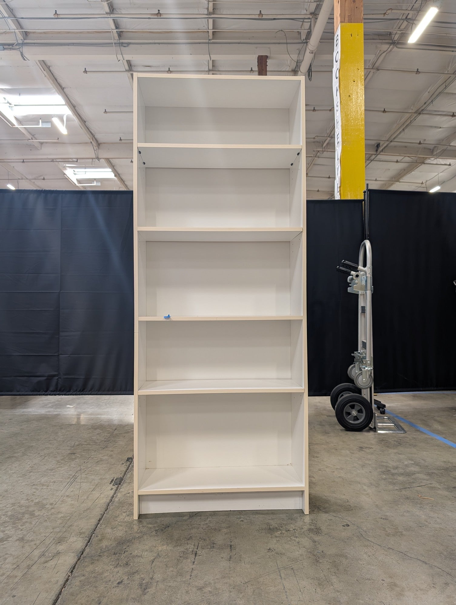 Tall White Five-Shelf Bookcase Storage Unit