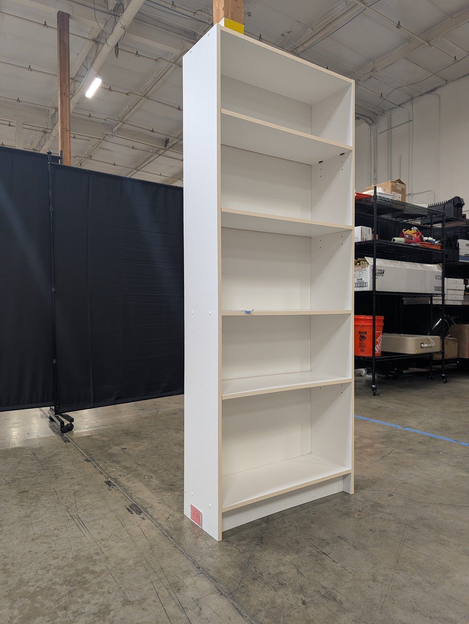 Tall White Five-Shelf Bookcase Storage Unit