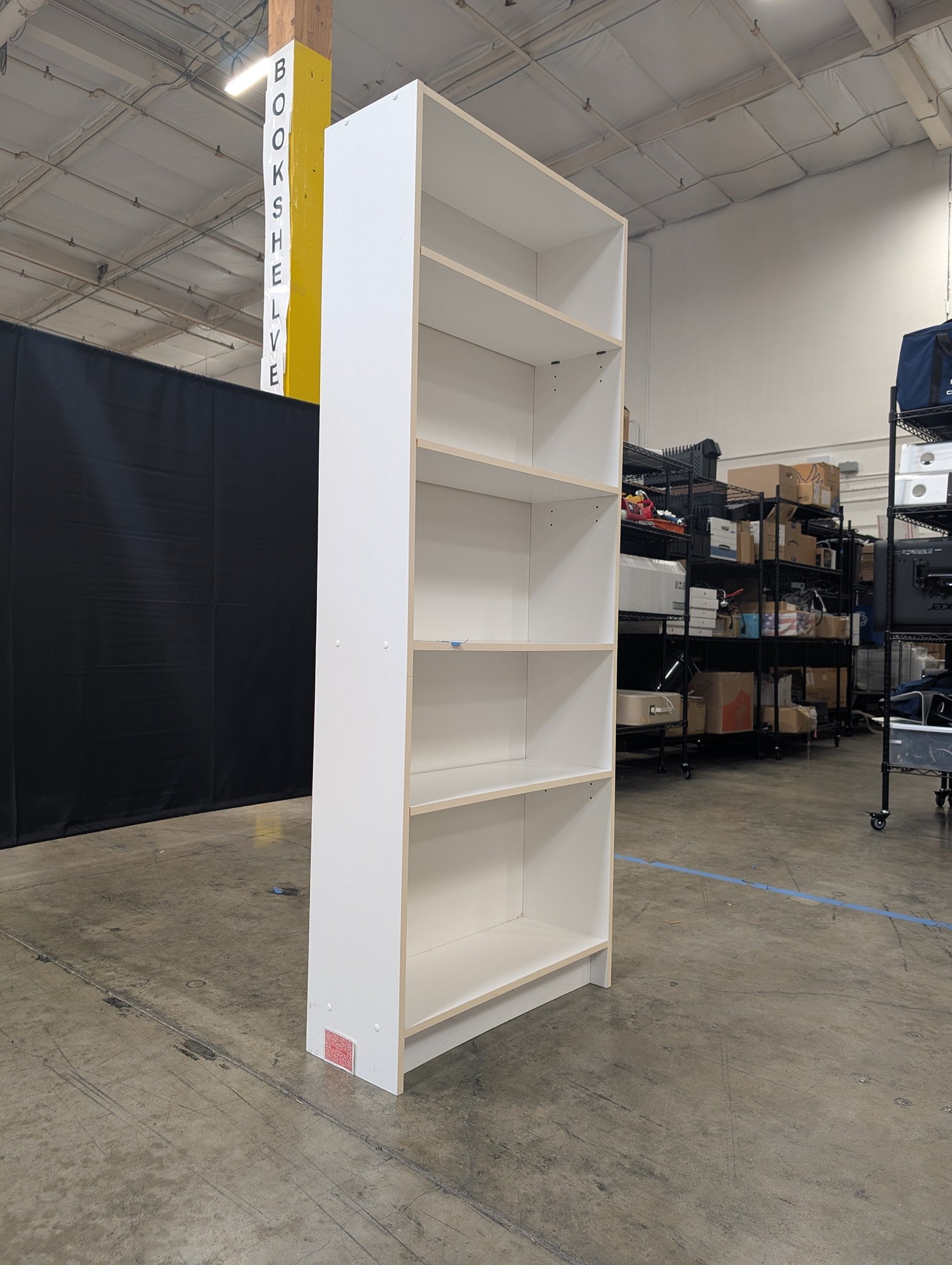 Tall White Five-Shelf Bookcase Storage Unit