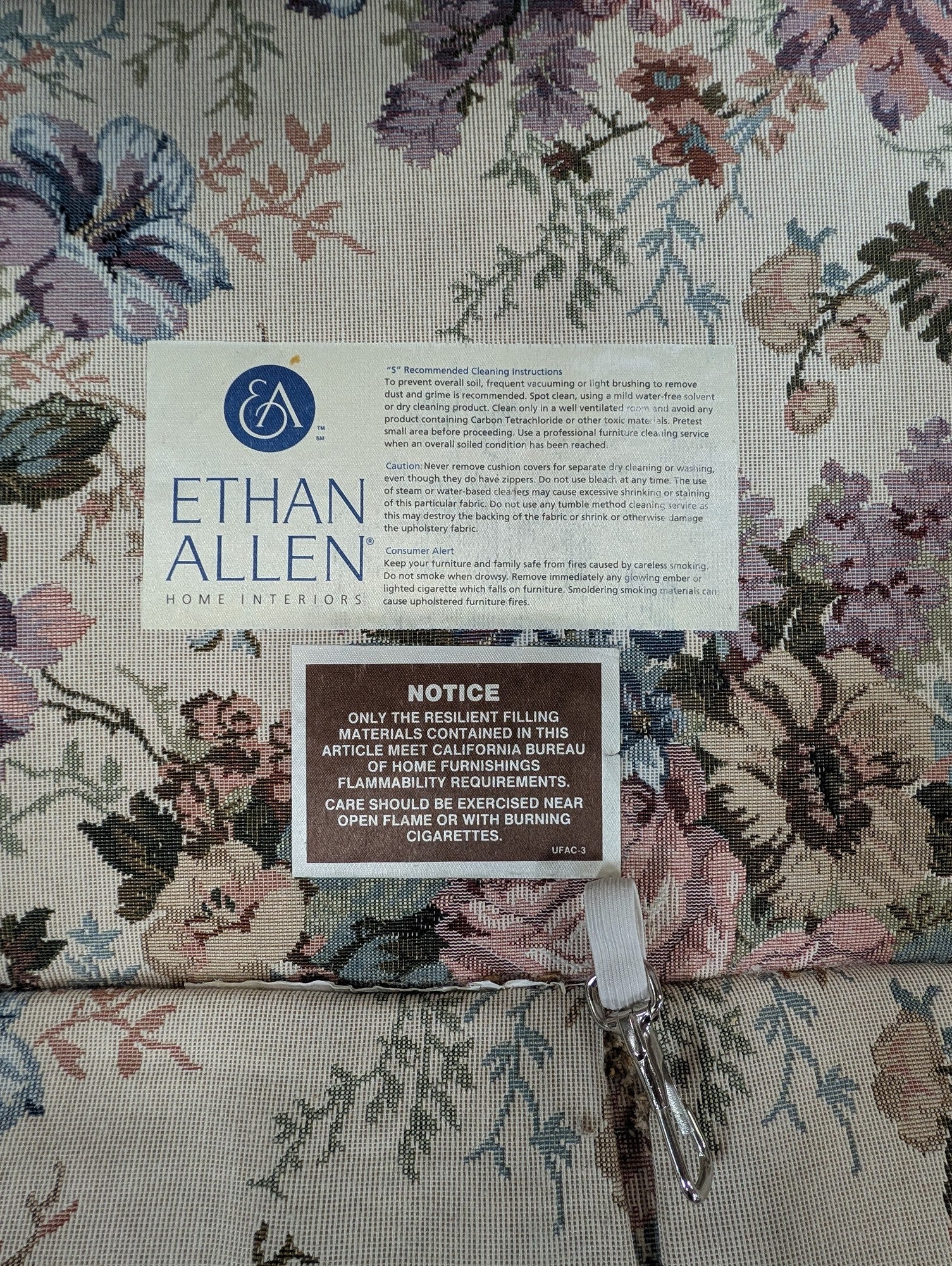Ethan Allen Floral Upholstered Rolled Arm Loveseat