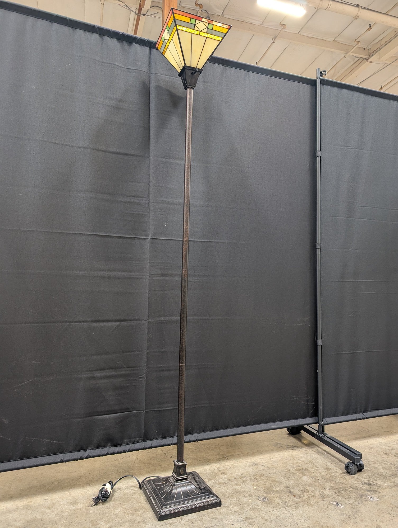 Stained Glass Mission Style Floor Lamp with Bronze Tone Base