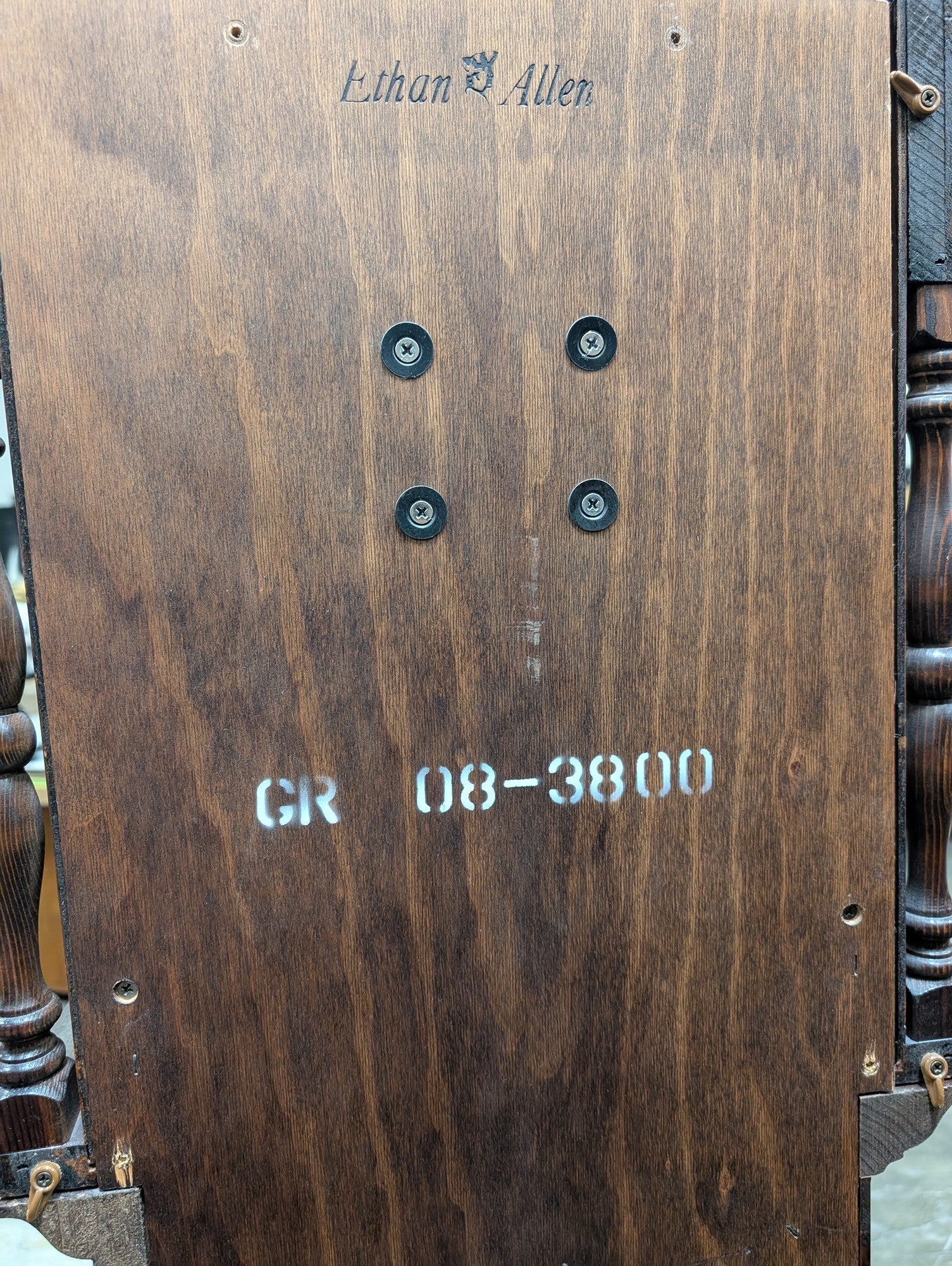 Ethan Allen Classic Dark Wood Grandfather Clock with Tempus Fugit Dial