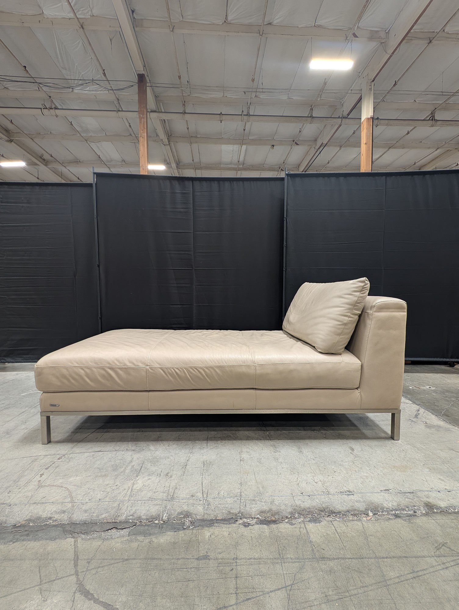 Italsofa Contemporary Beige Leather Chaise Lounge