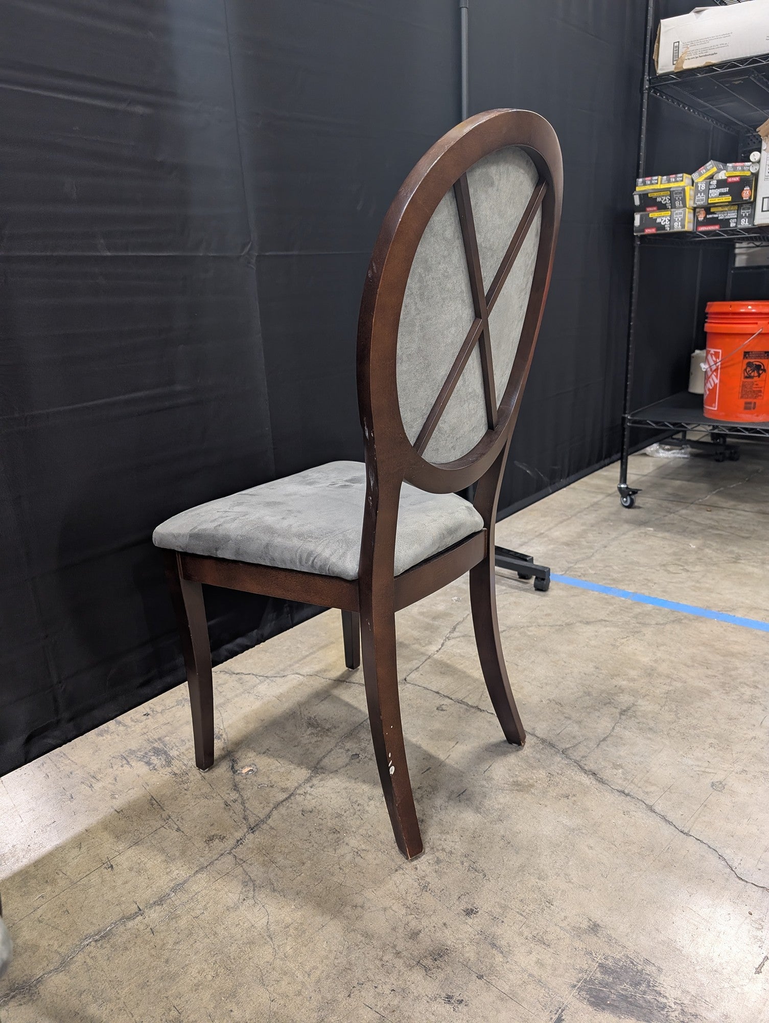 DINEC INC. Upholstered Dining Chair with Oval Back and Walnut Finish