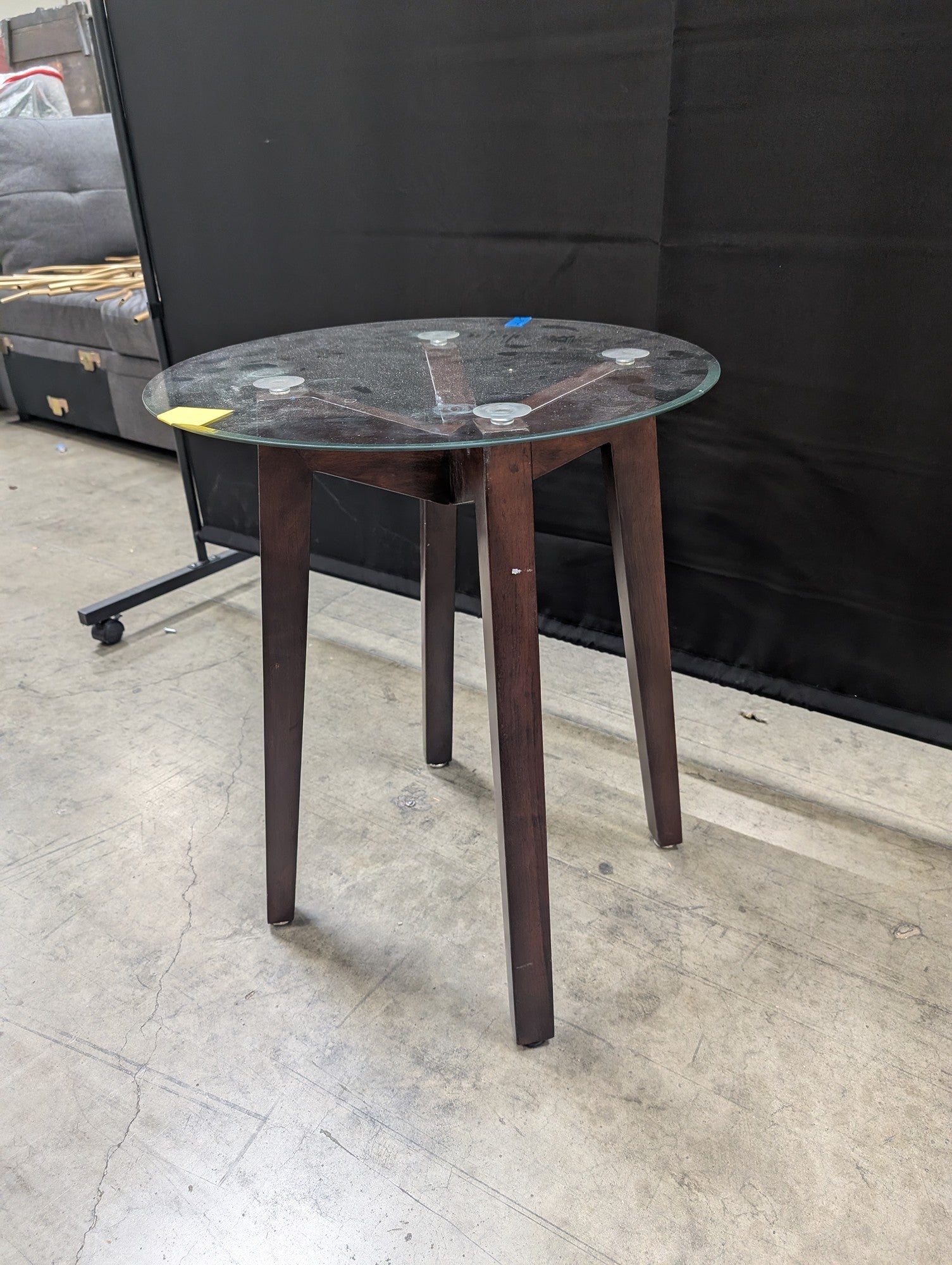 Contemporary Dark Wood and Glass Accent Table