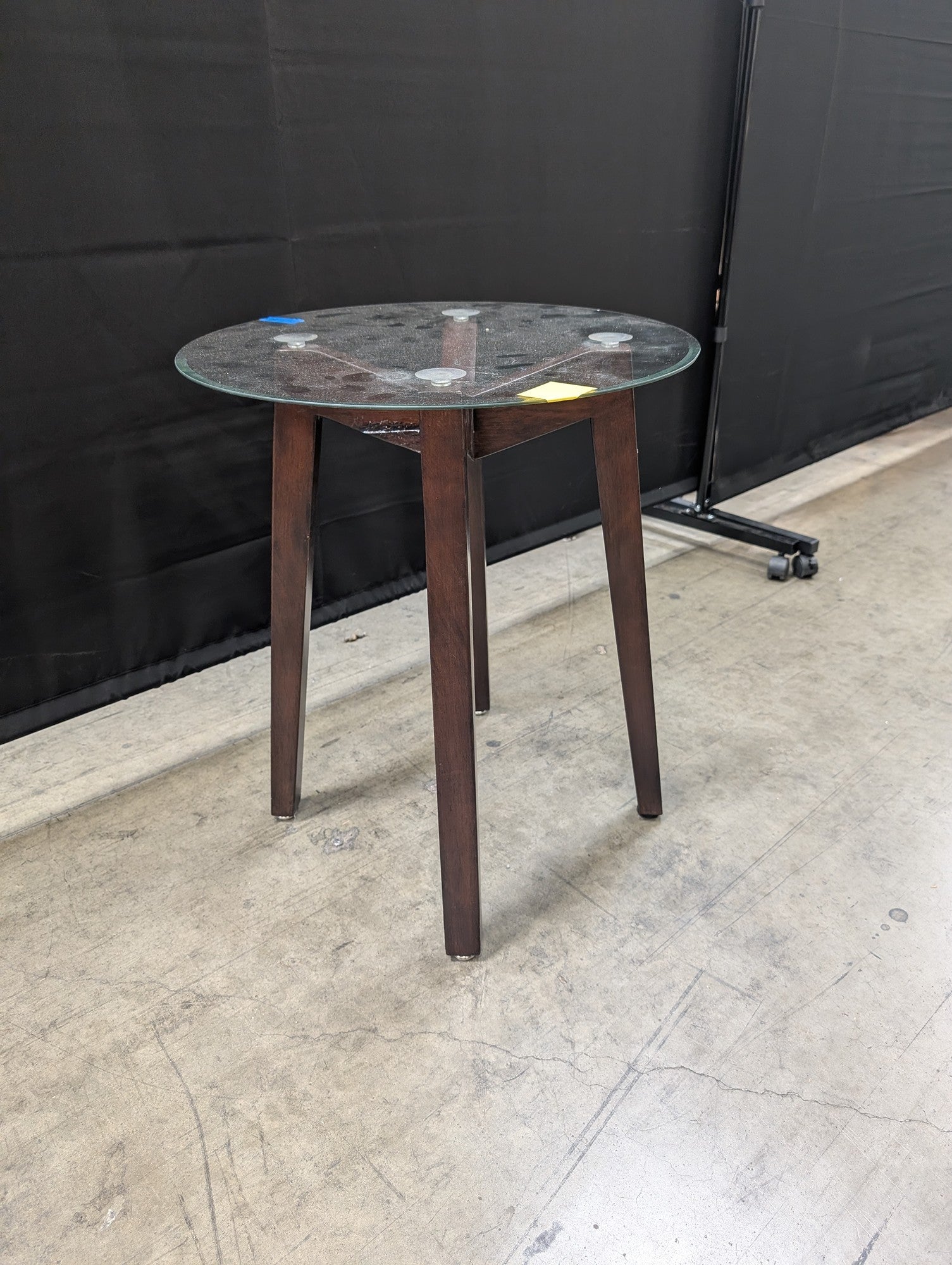 Contemporary Dark Wood and Glass Accent Table