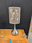 Modern Brushed Metal Table Lamp with Organic Pattern Shade