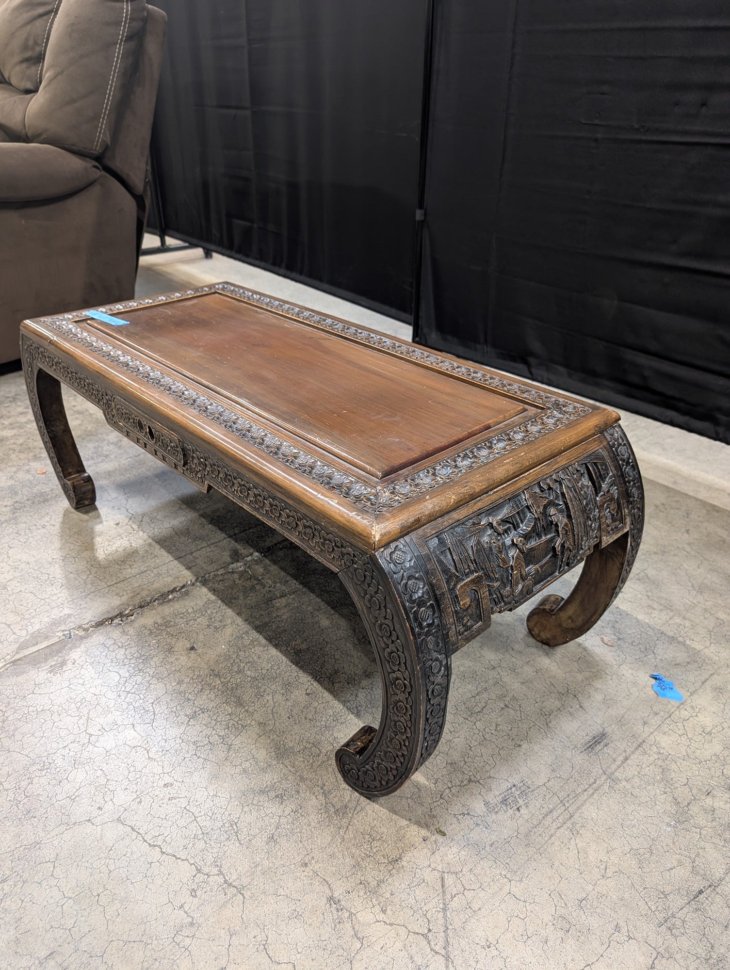 Ornate Asian Style Coffee Table in Dark Wood