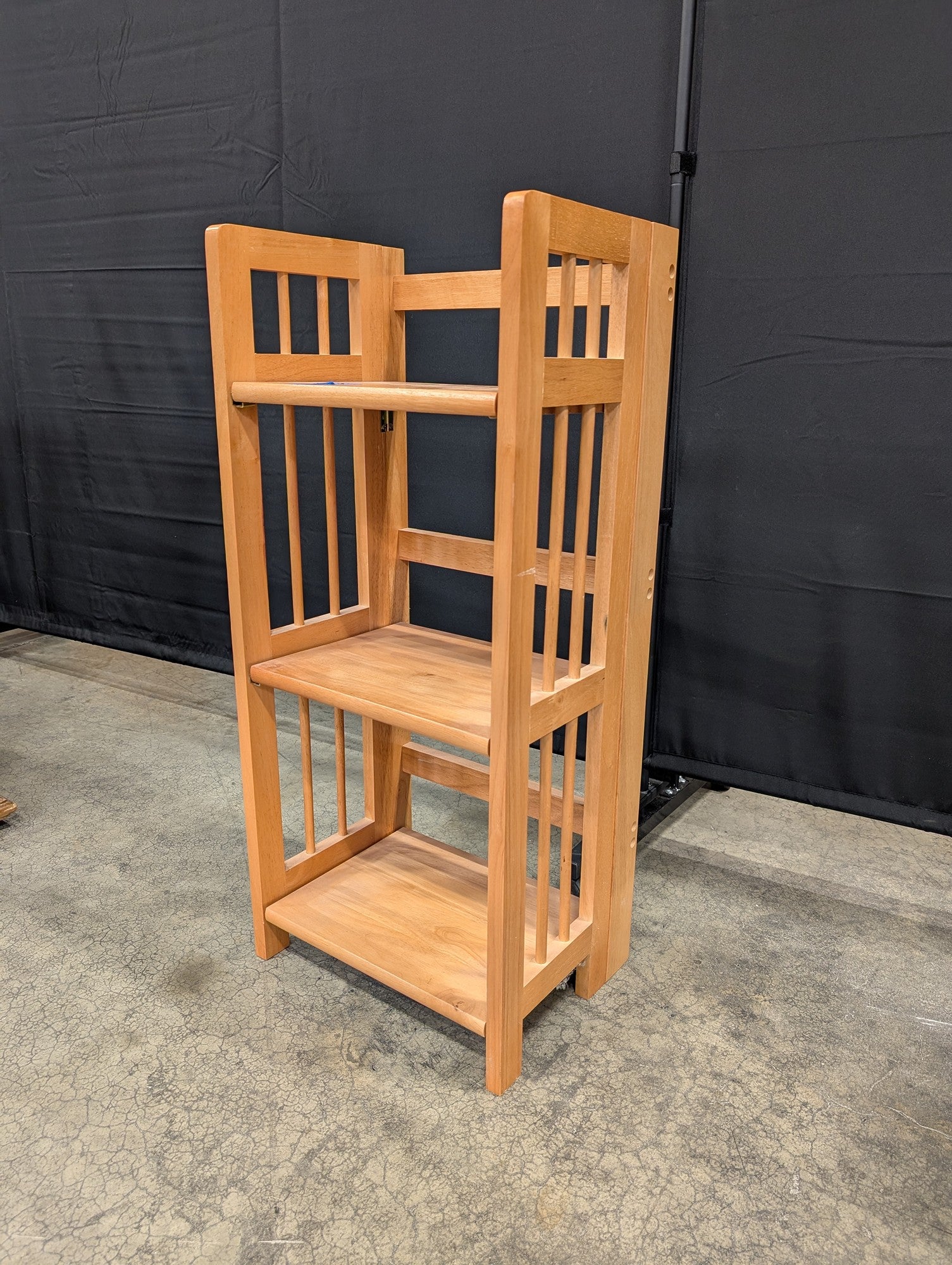 Light Wood Mission Style Three-Shelf Bookcase