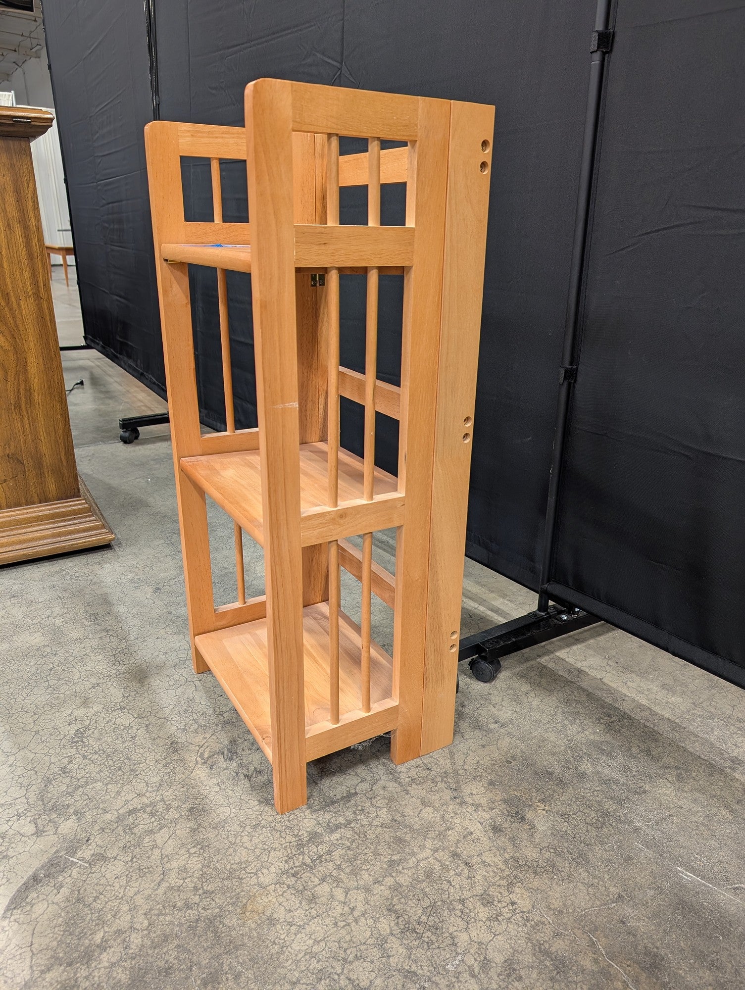 Light Wood Mission Style Three-Shelf Bookcase