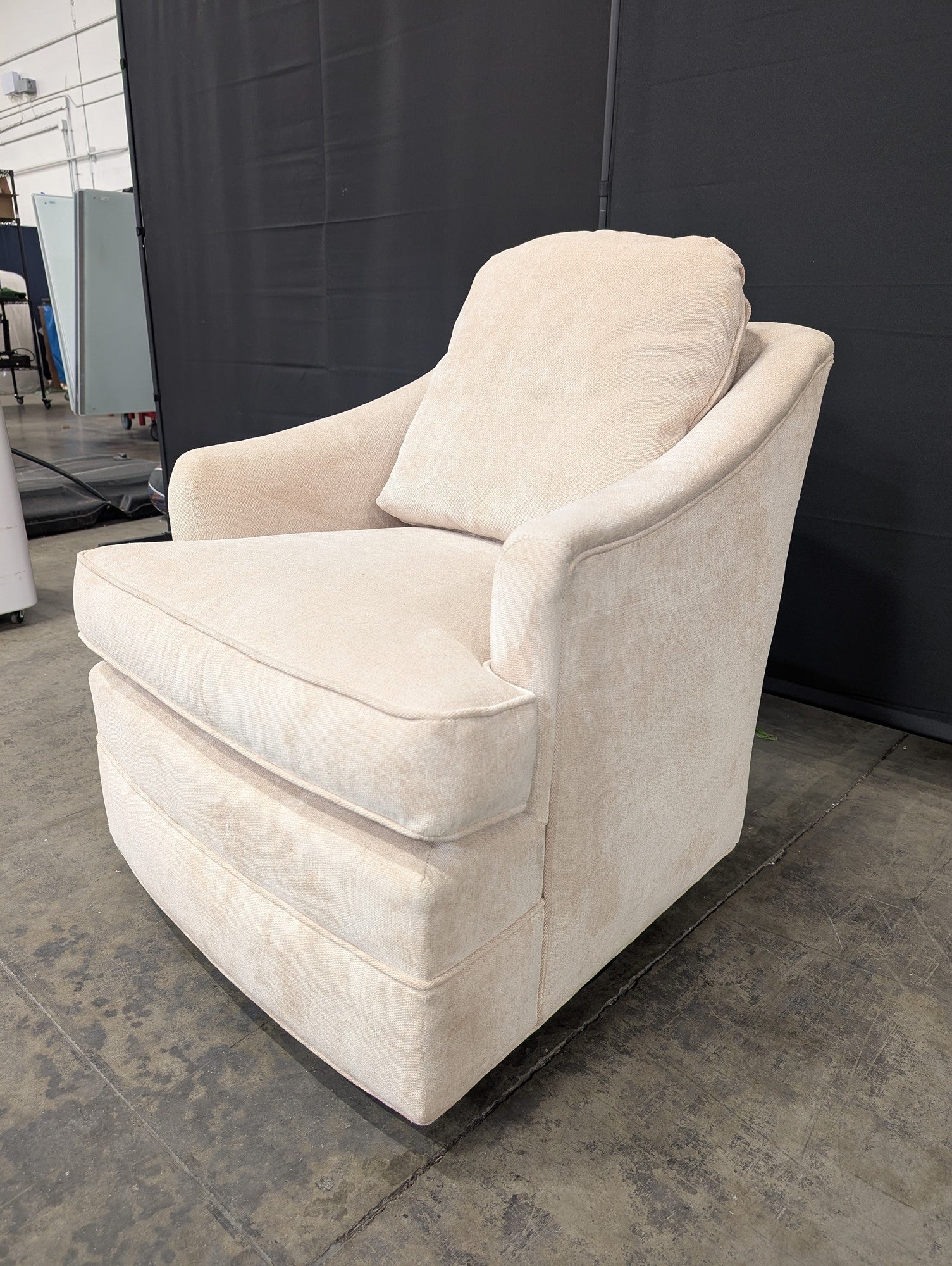 Cream Upholstered Swivel Accent Chair