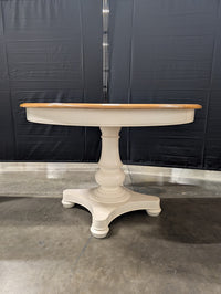 Two-Tone Pedestal Round Dining Table in Wood