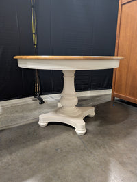 Two-Tone Pedestal Round Dining Table in Wood