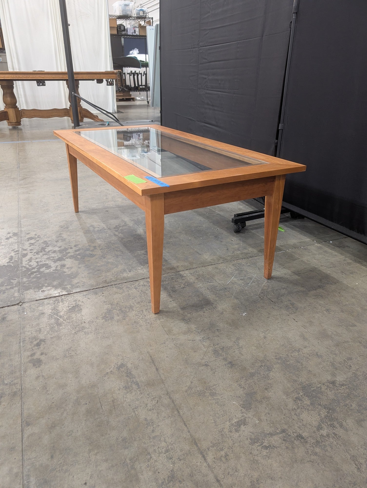 Wooden Frame Glass Top Coffee Table