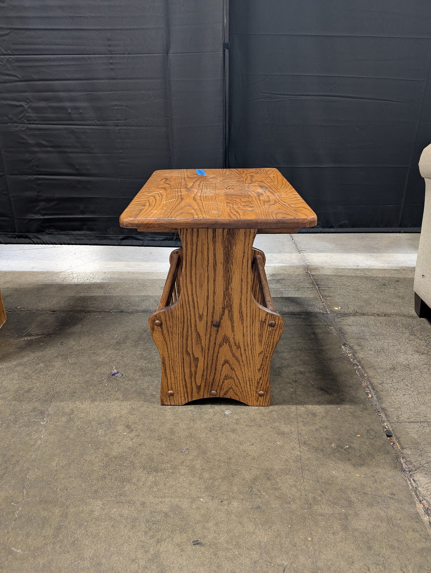 Rustic Brown Wood End Table with Magazine Rack