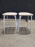 Pair of Grey Metal Bar Stools with Upholstered Seats