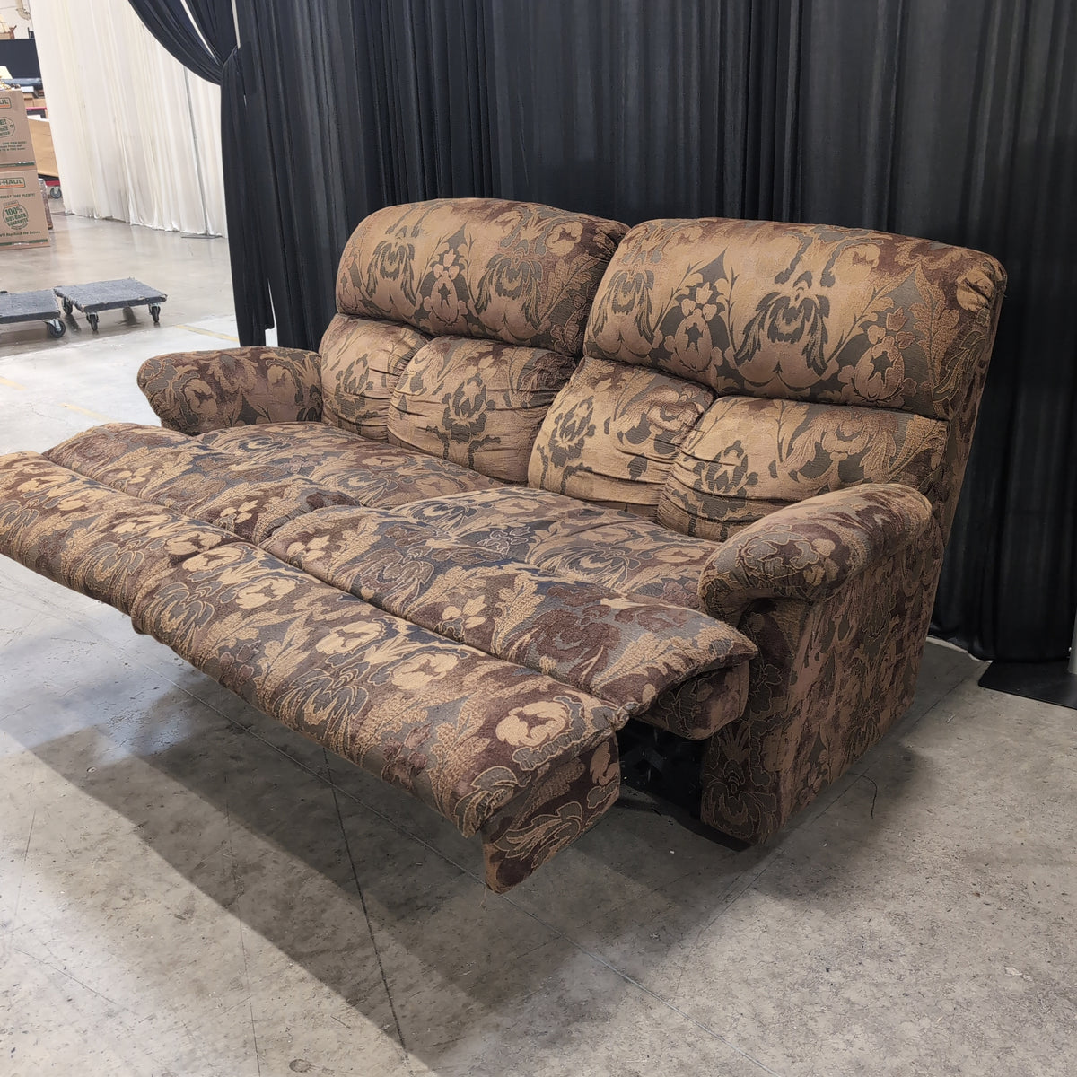 Traditional Brown Floral Upholstered Couch