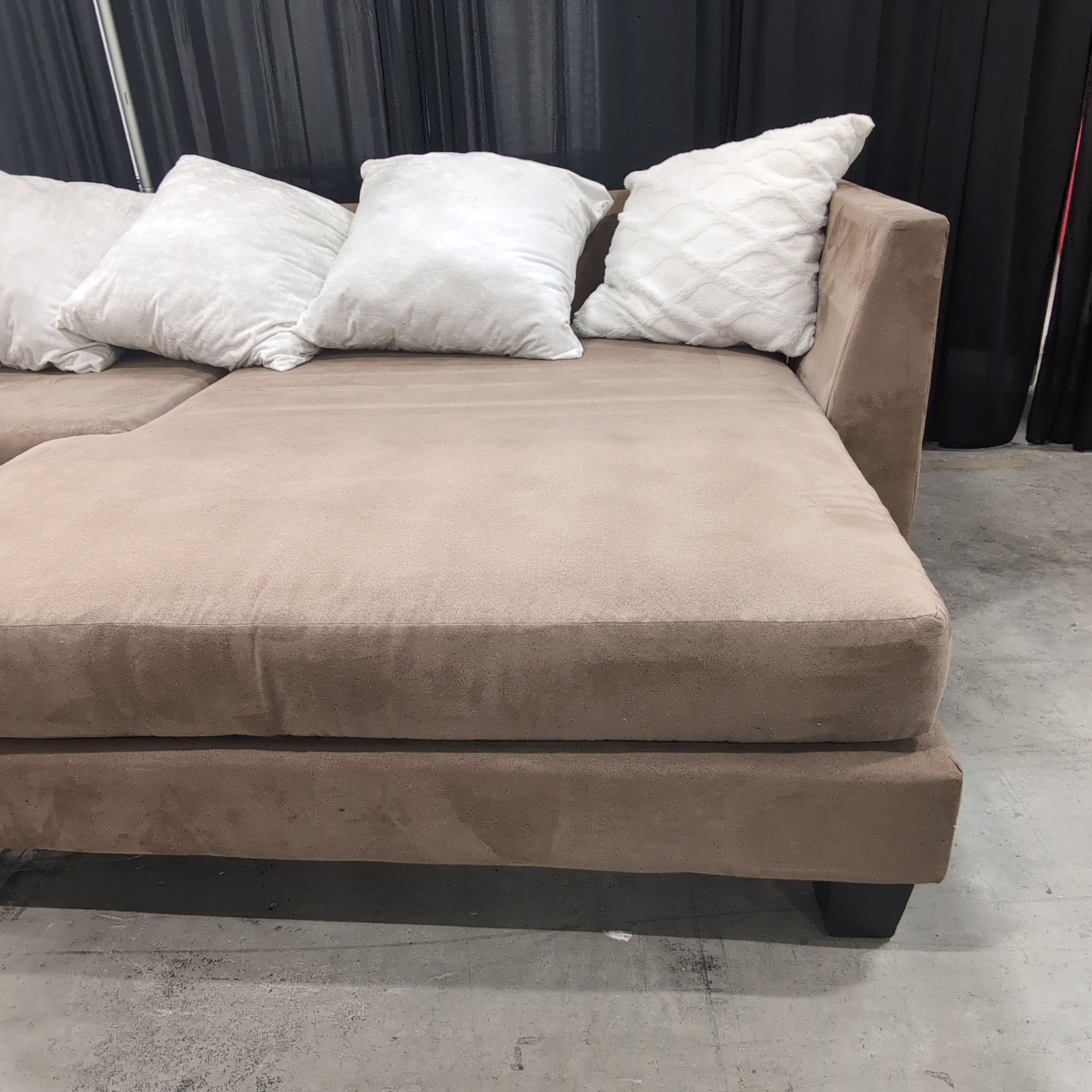 Brown Microfiber L-Shaped Sectional Couch