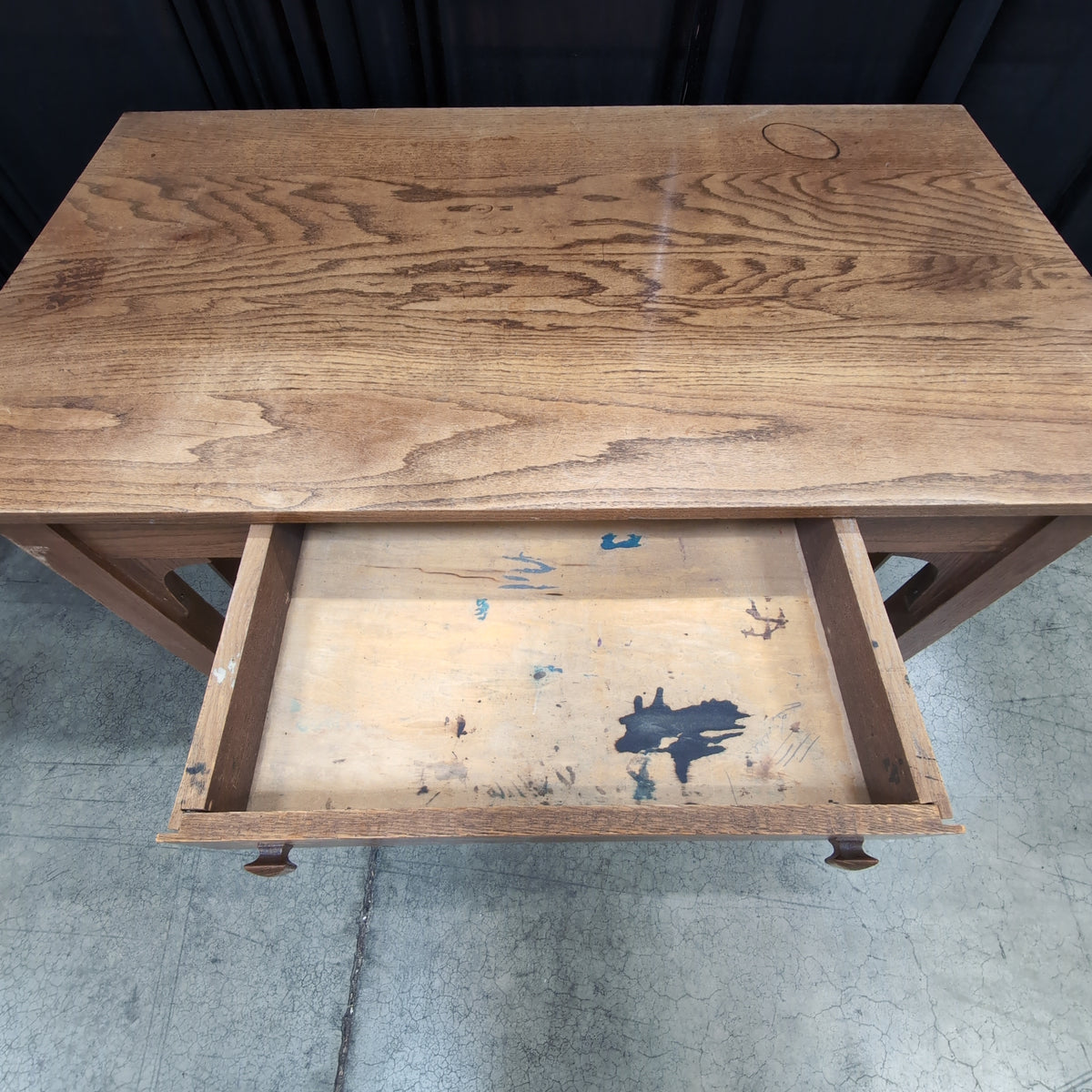Arts and Crafts Style Wood Desk with Two Drawers