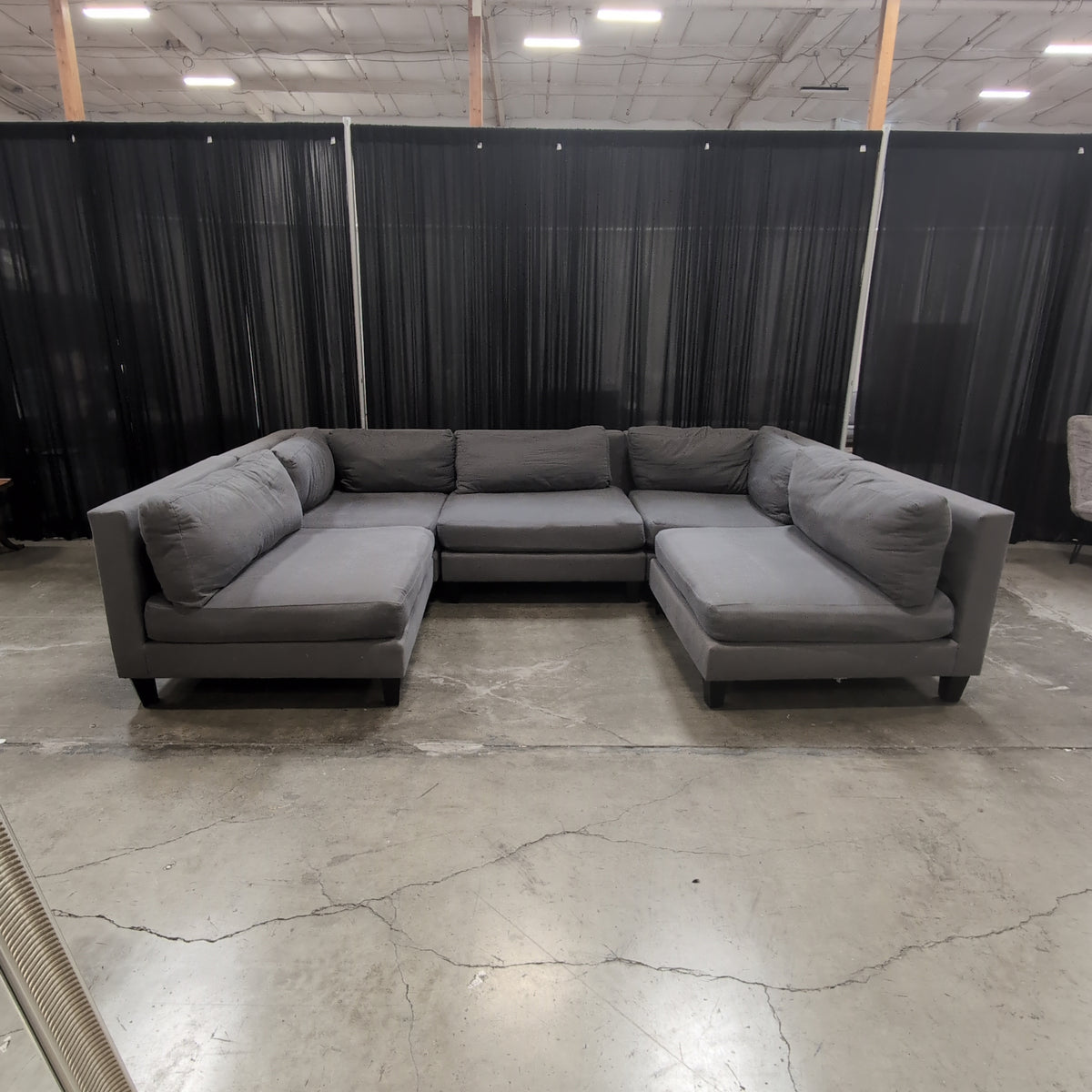 Grey Fabric L-Shaped Sectional Couch