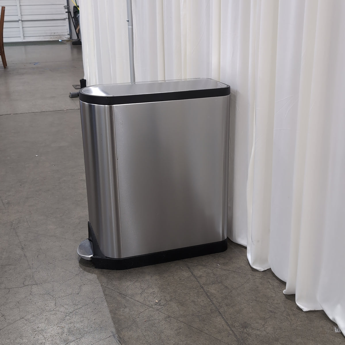 Silver Stainless Steel Rectangular Trash Can with Foot Pedal