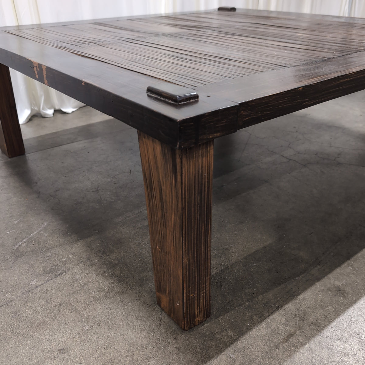 Dark Stained Hardwood Plank Dining Table