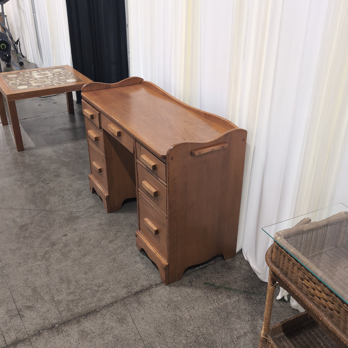 Light Brown Wood TV Stand with Four Drawers