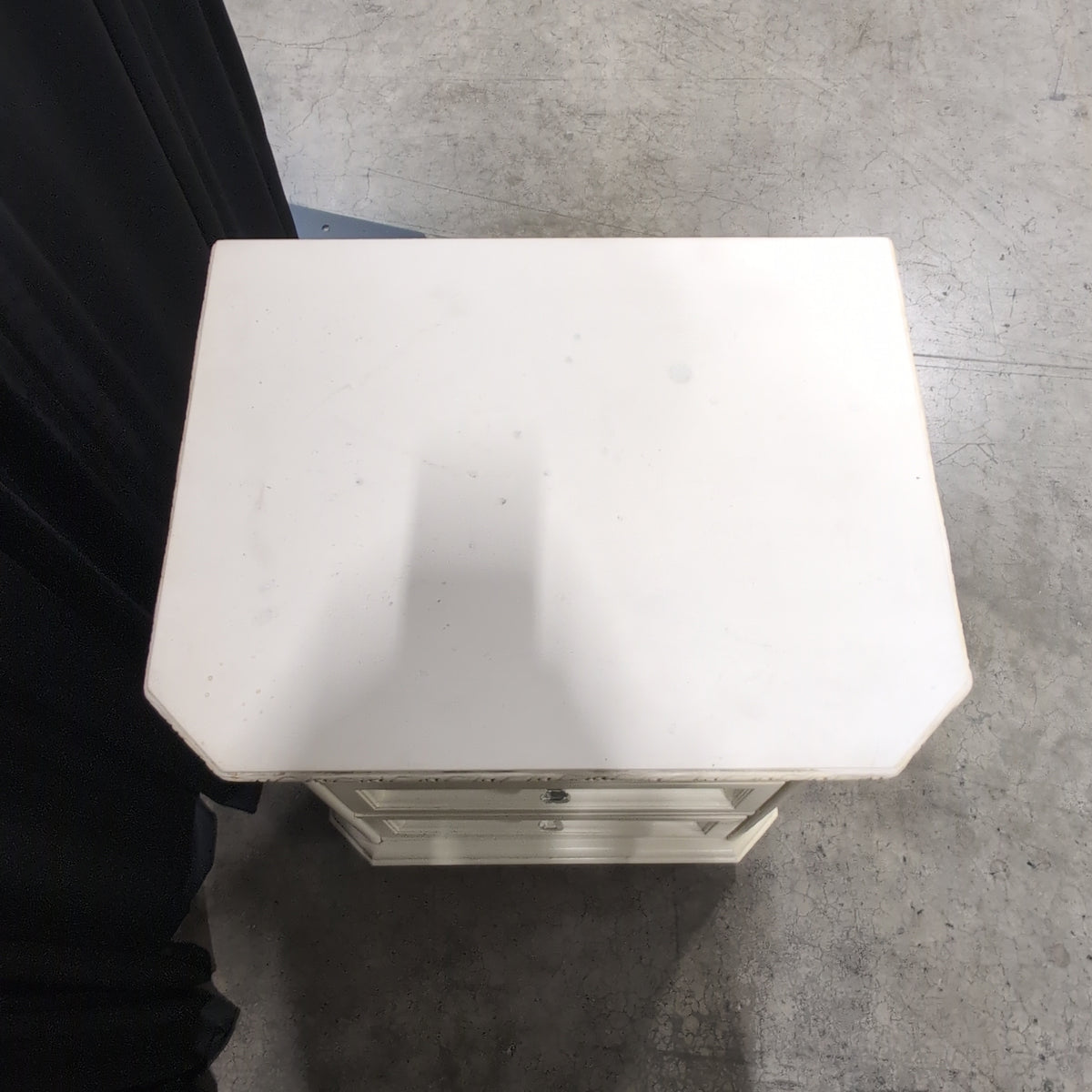 Simply Shabby Chic-Cream Wood Three-Drawer Nightstand with Crystal Knobs