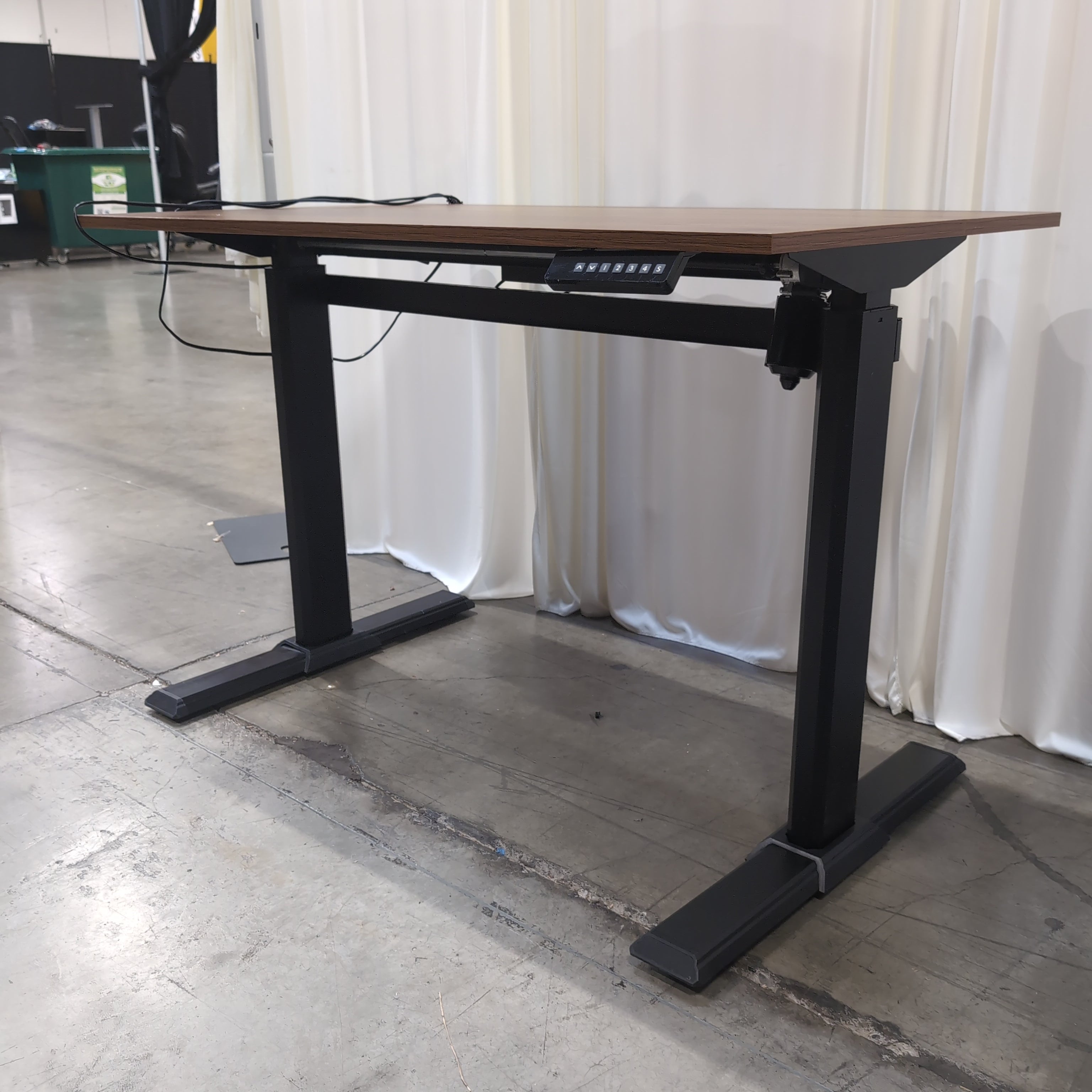 Brown Wood-Look Adjustable Height Desk with Presets