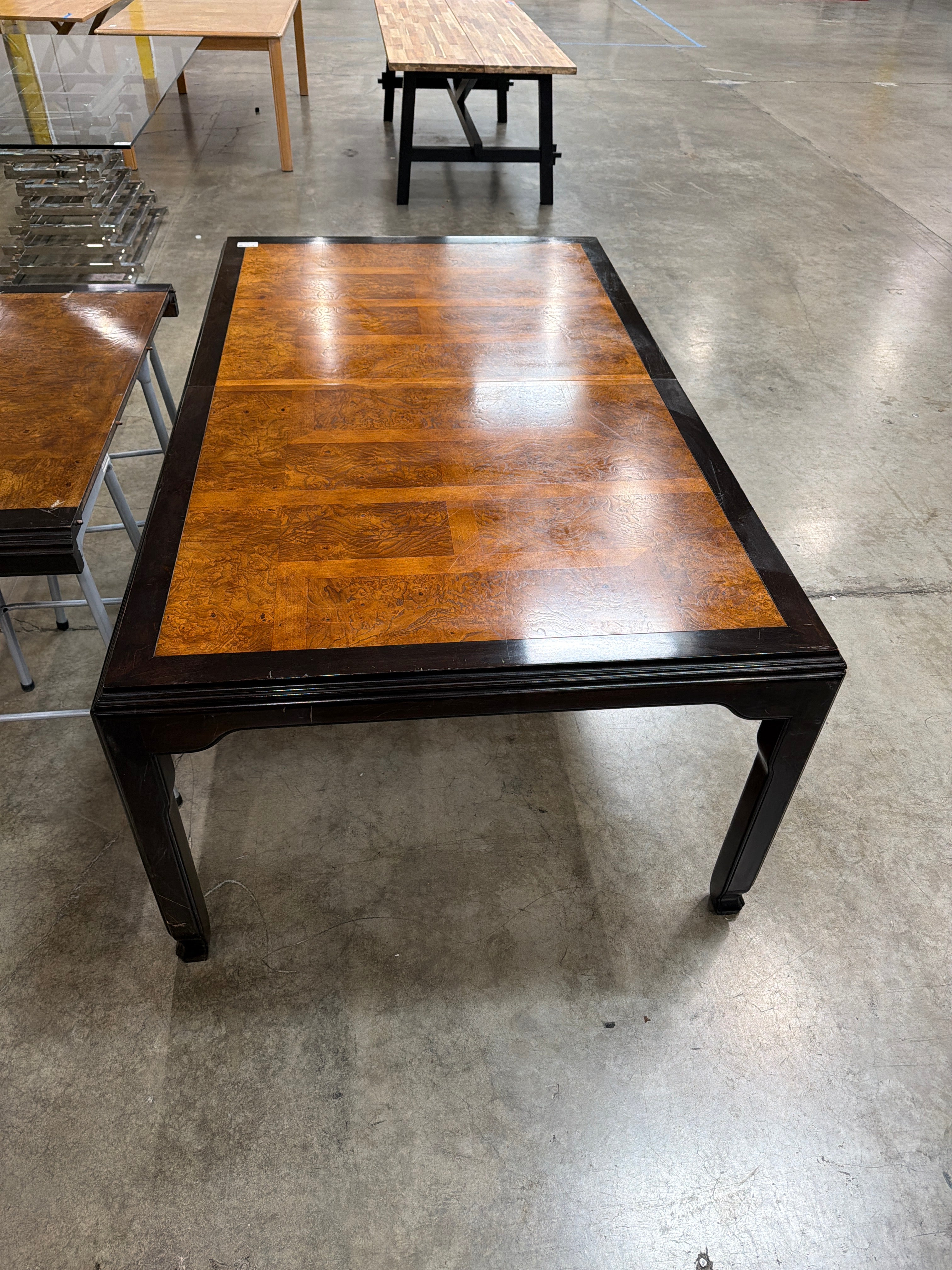 Vintage Century Furniture 'Chin Hua' Burl Wood & Black Lacquer Dining Table