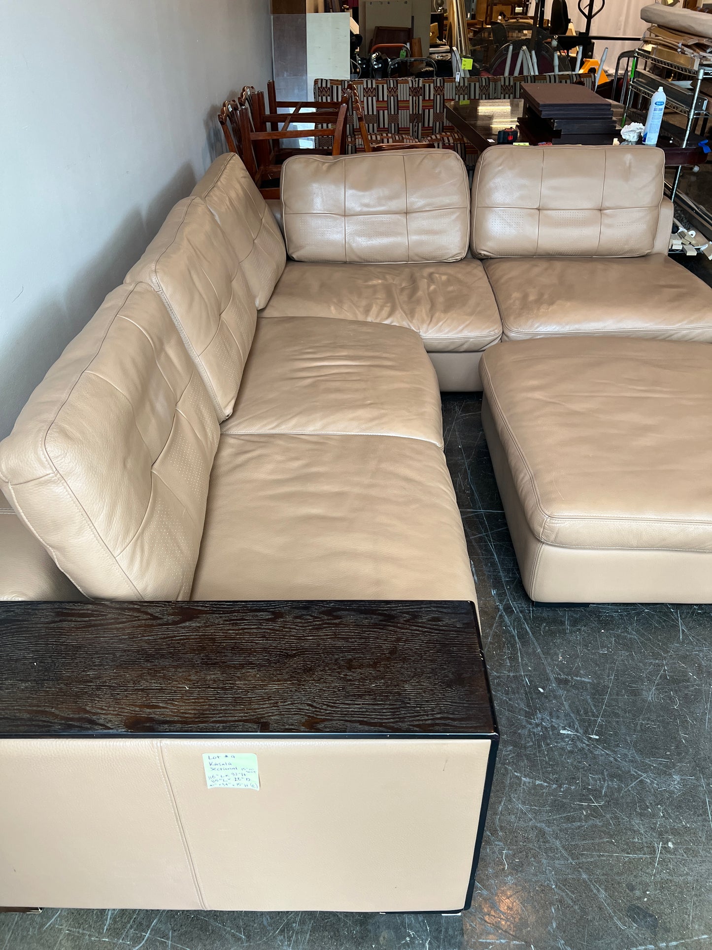 Kasala Tan Leather Sofa