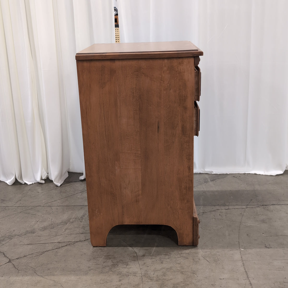 Colonial Style Wood Nightstand with Two Drawers